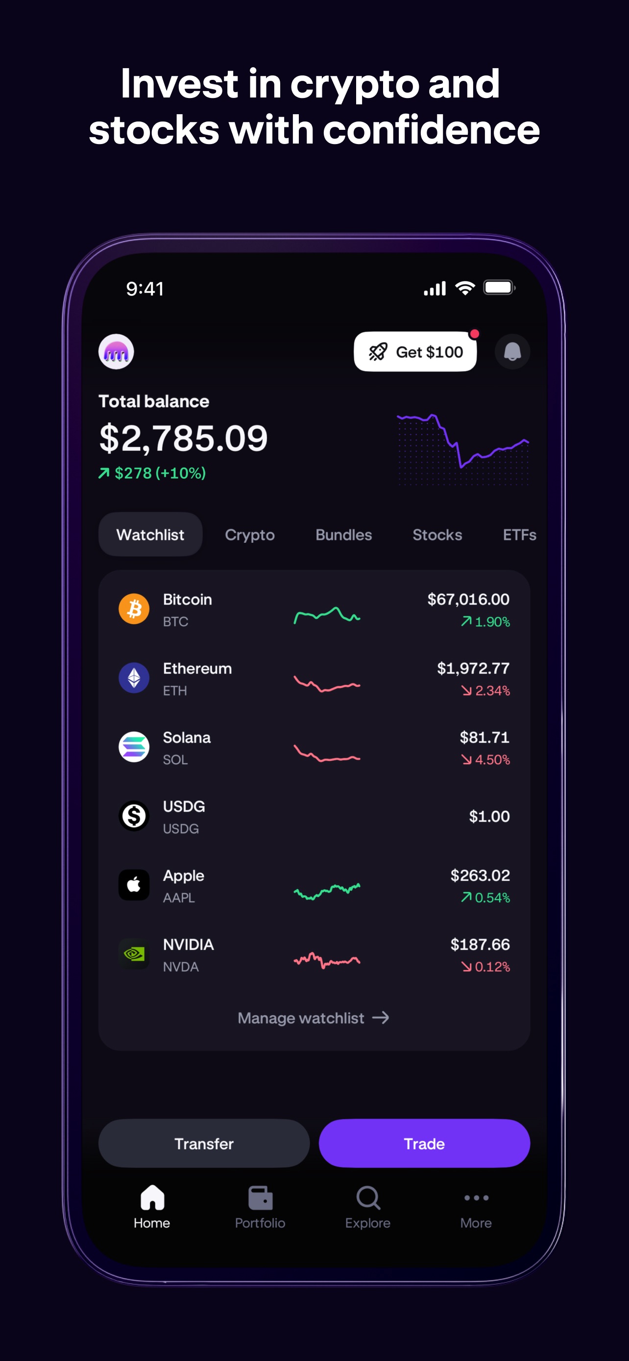 Kraken App Store screenshot: Invest in crypto and stocks with confidence