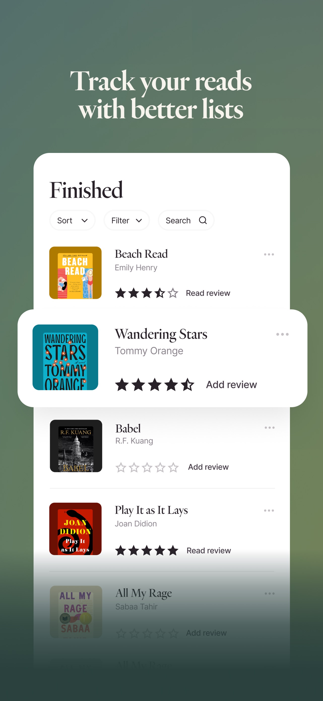 Fable App Store screenshot: Track your reads with better lists