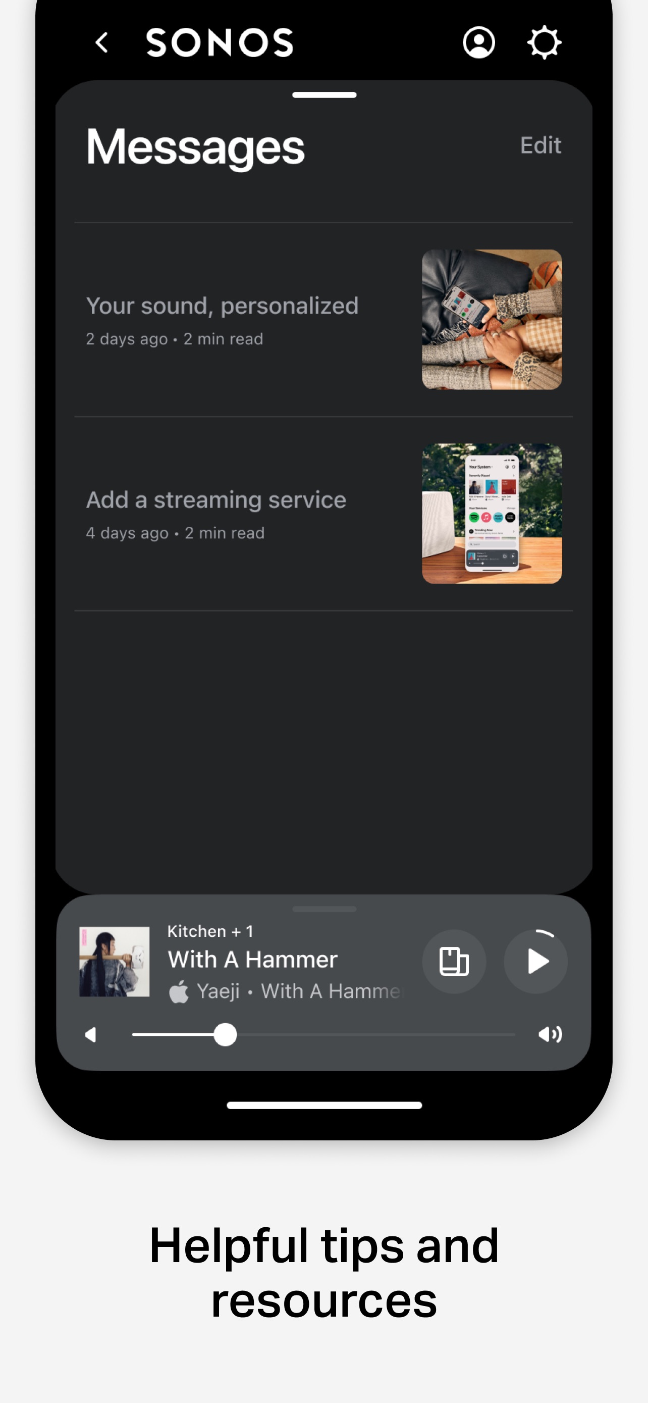 Sonos App Store screenshot 6: Helpful tips and resources