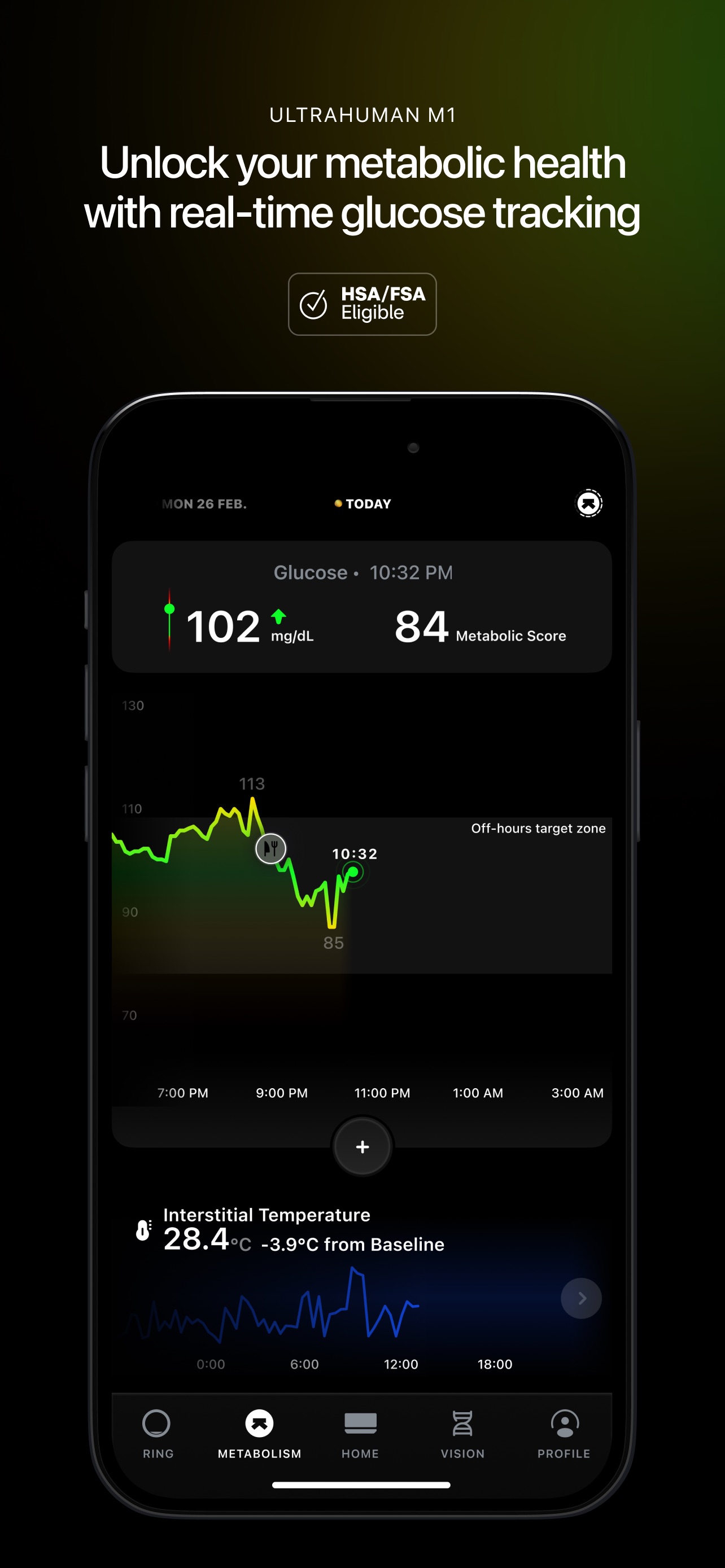 Ultrahuman App Store screenshot 10: ULTRAHUMAN M1 Unlock your metabolic health with real-time glucose tracking