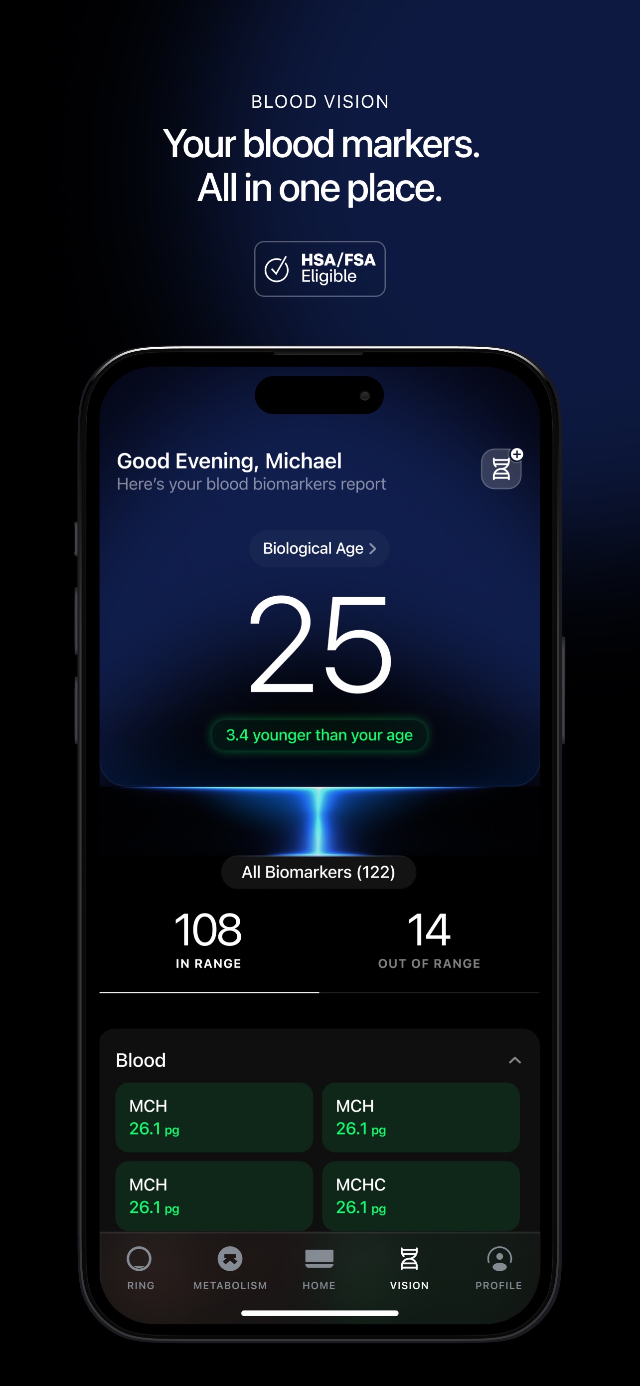 Ultrahuman App Store screenshot 8: BLOOD VISION Your blood markers. All in one place.