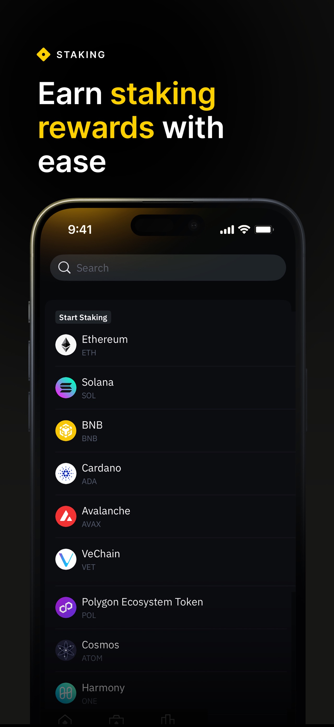 Binance App Store screenshot 5: STAKING Earn staking rewards with ease