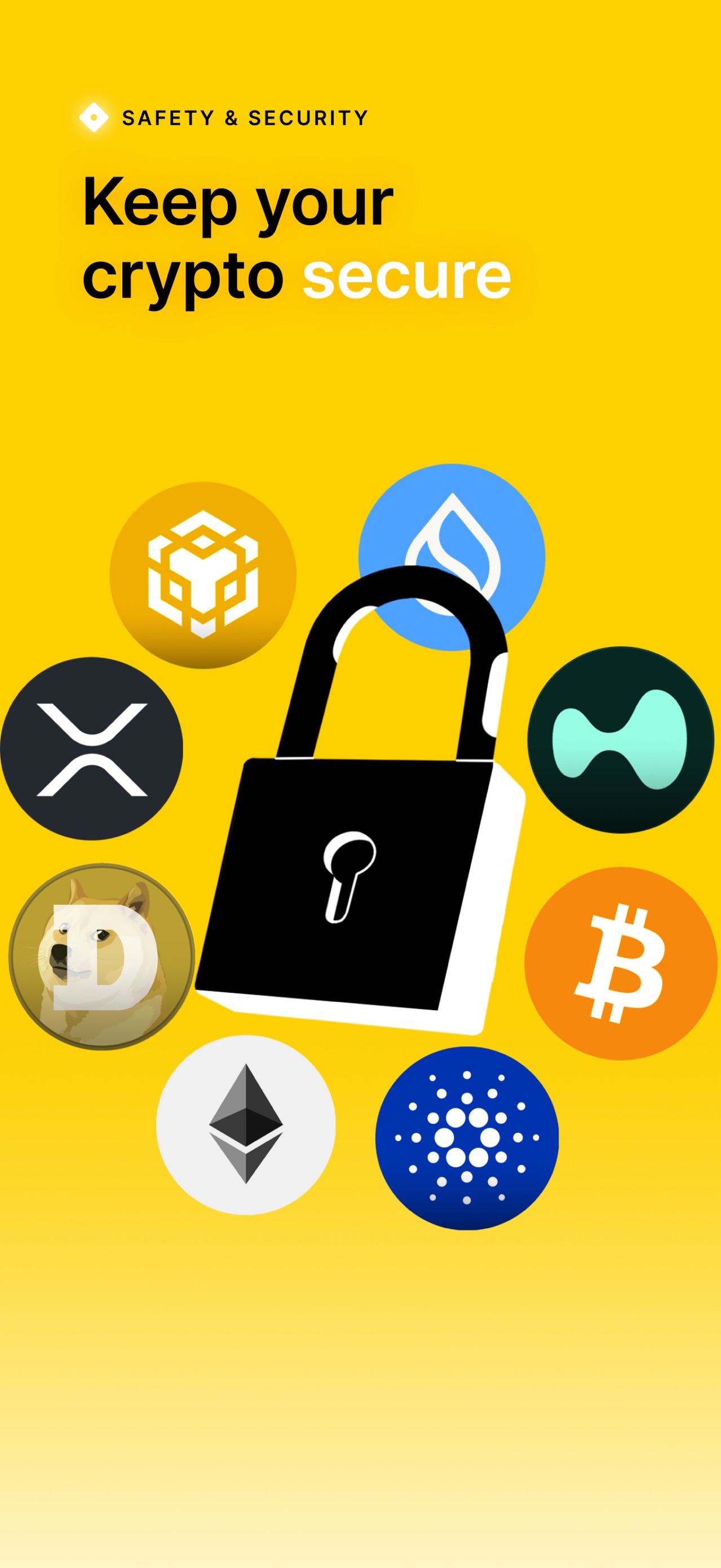 Binance App Store screenshot 8: SAFETY & SECURITY Keep your crypto secure