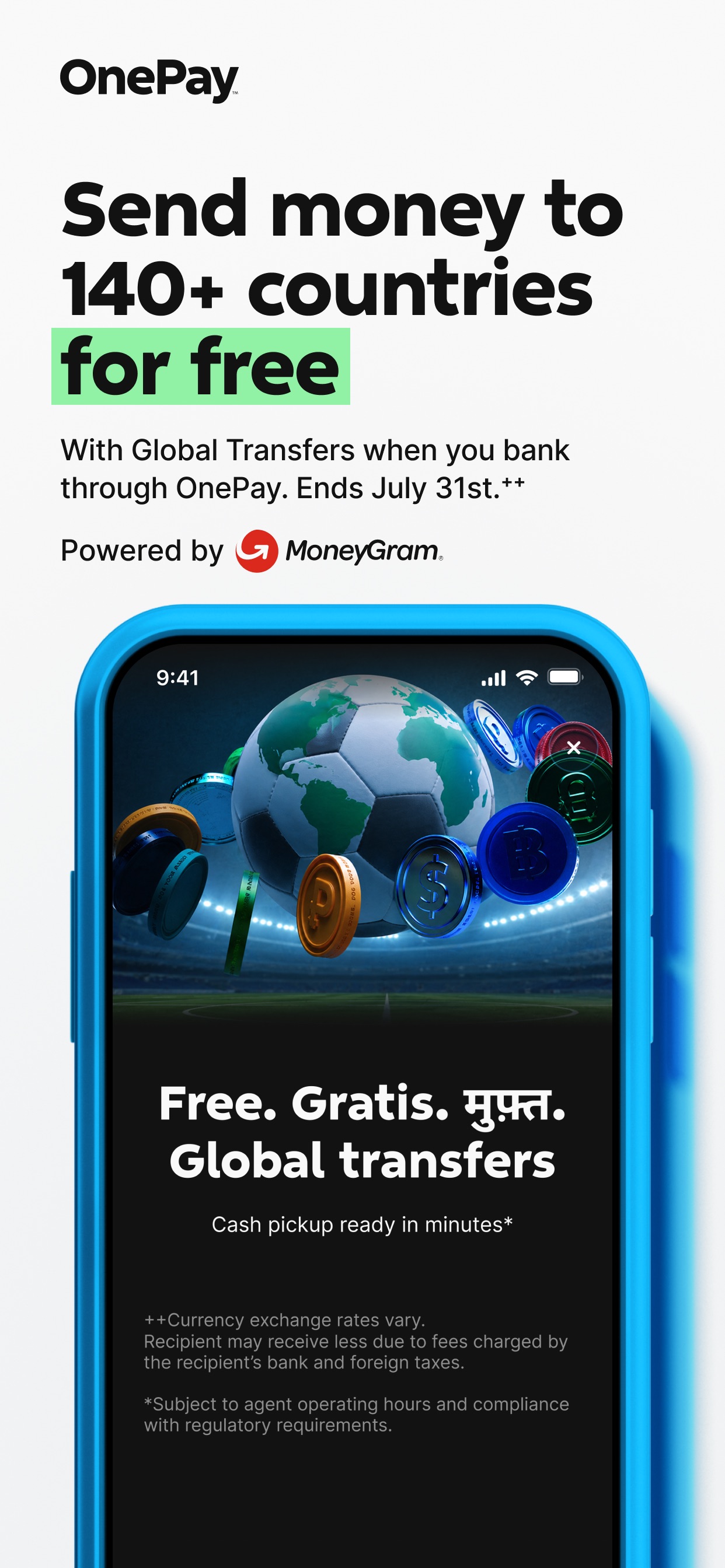 One App Store screenshot: Send money to 140+ countries for free