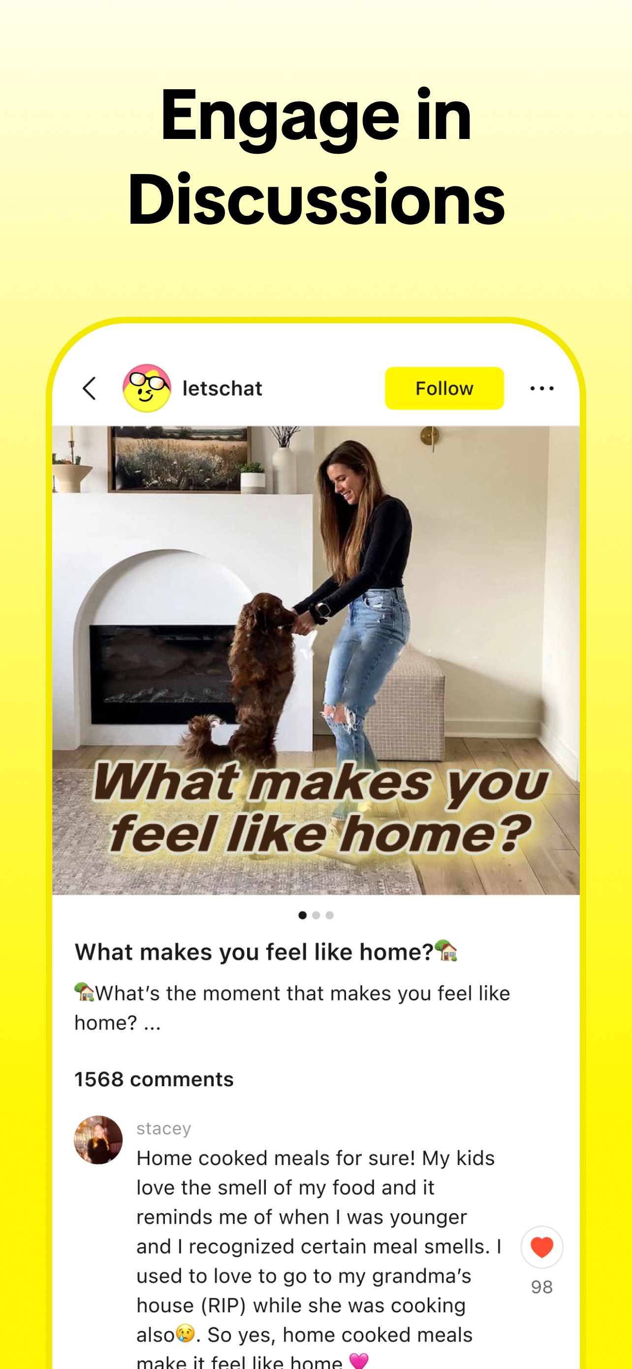Lemon8 App Store screenshot: Engage in Discussions