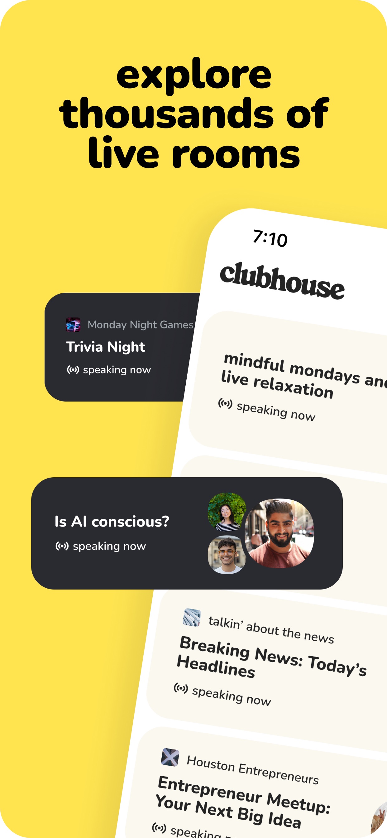 Clubhouse App Store screenshot: listing design