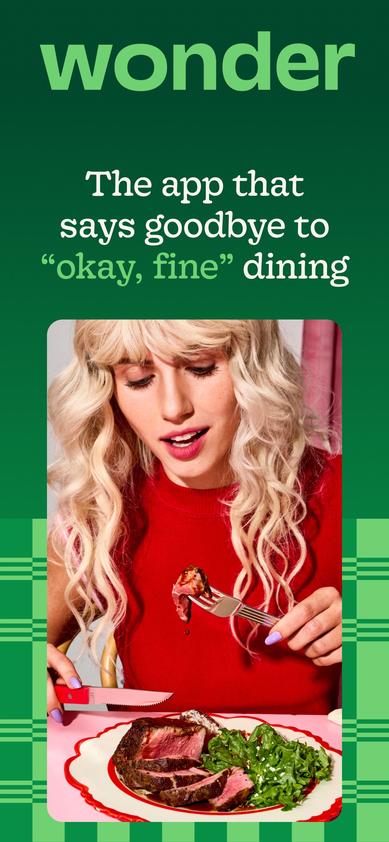 Wonder App Store screenshot: The app that says goodbye to "okay, fine" dining