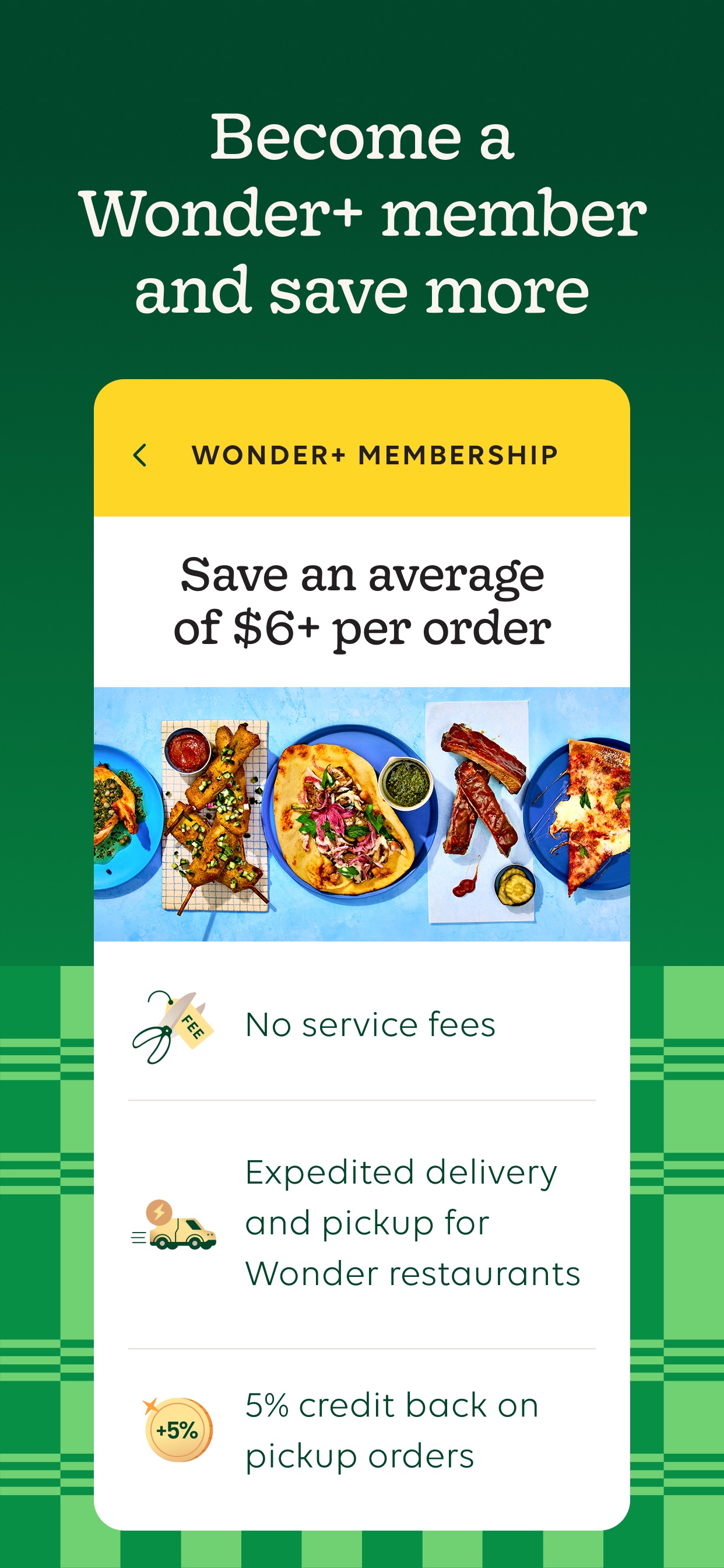 Wonder App Store screenshot: Become a Wonder+ member and save more