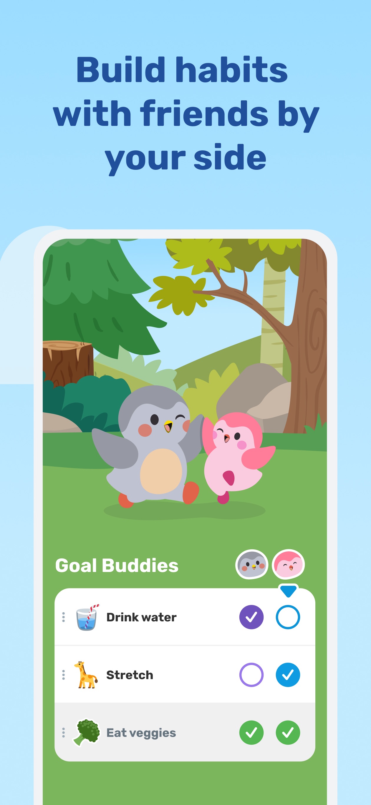 Finch App Store screenshot: Build habits with friends by your side