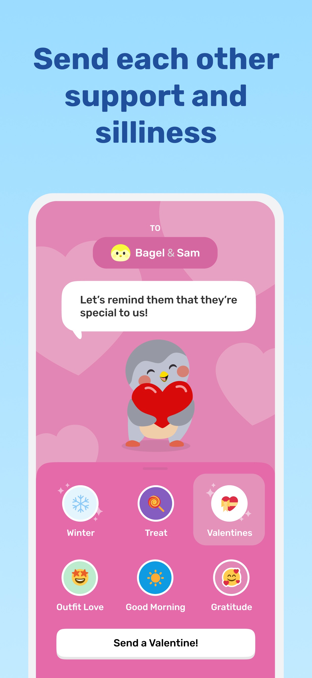 Finch App Store screenshot: Send each other support and silliness