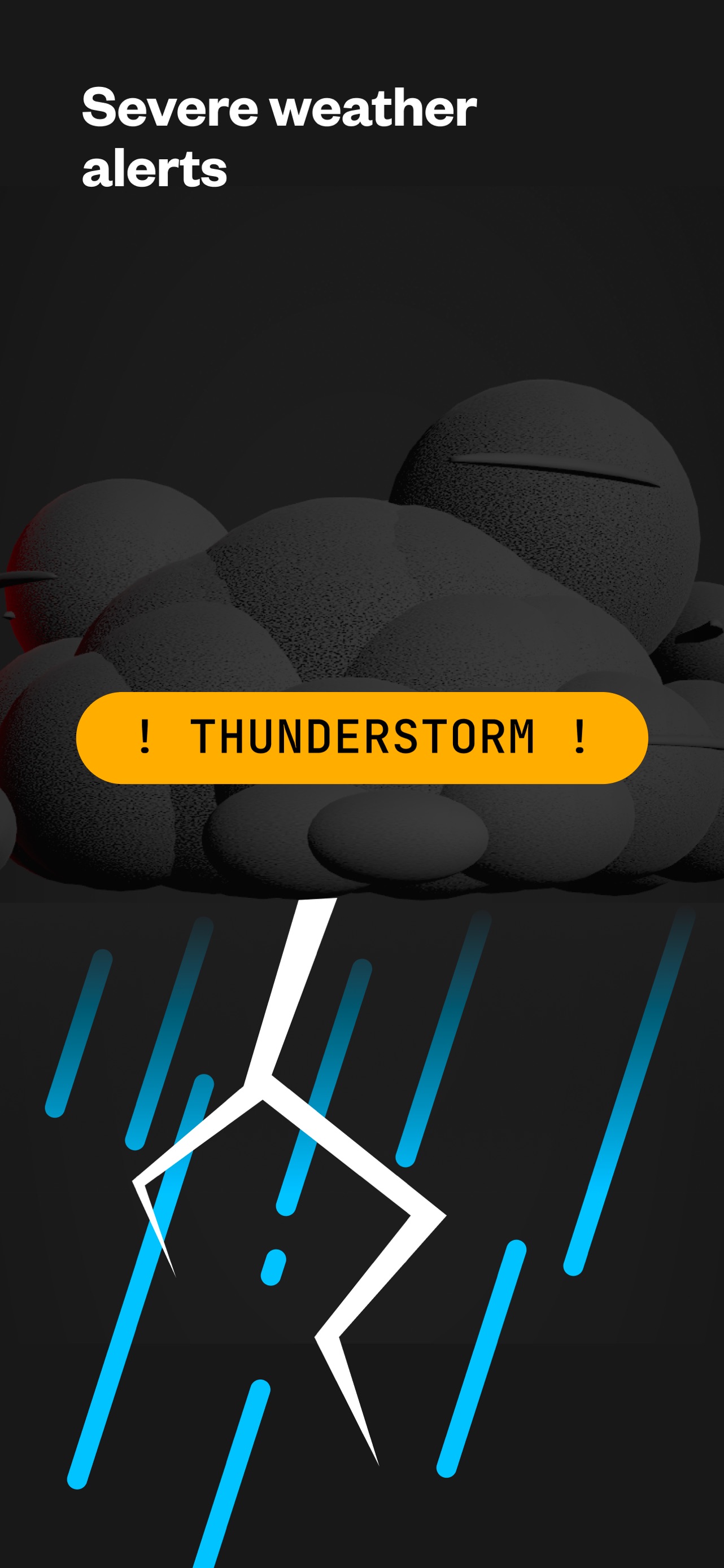 (Not Boring) Weather App Store screenshot: Severe weather alerts
