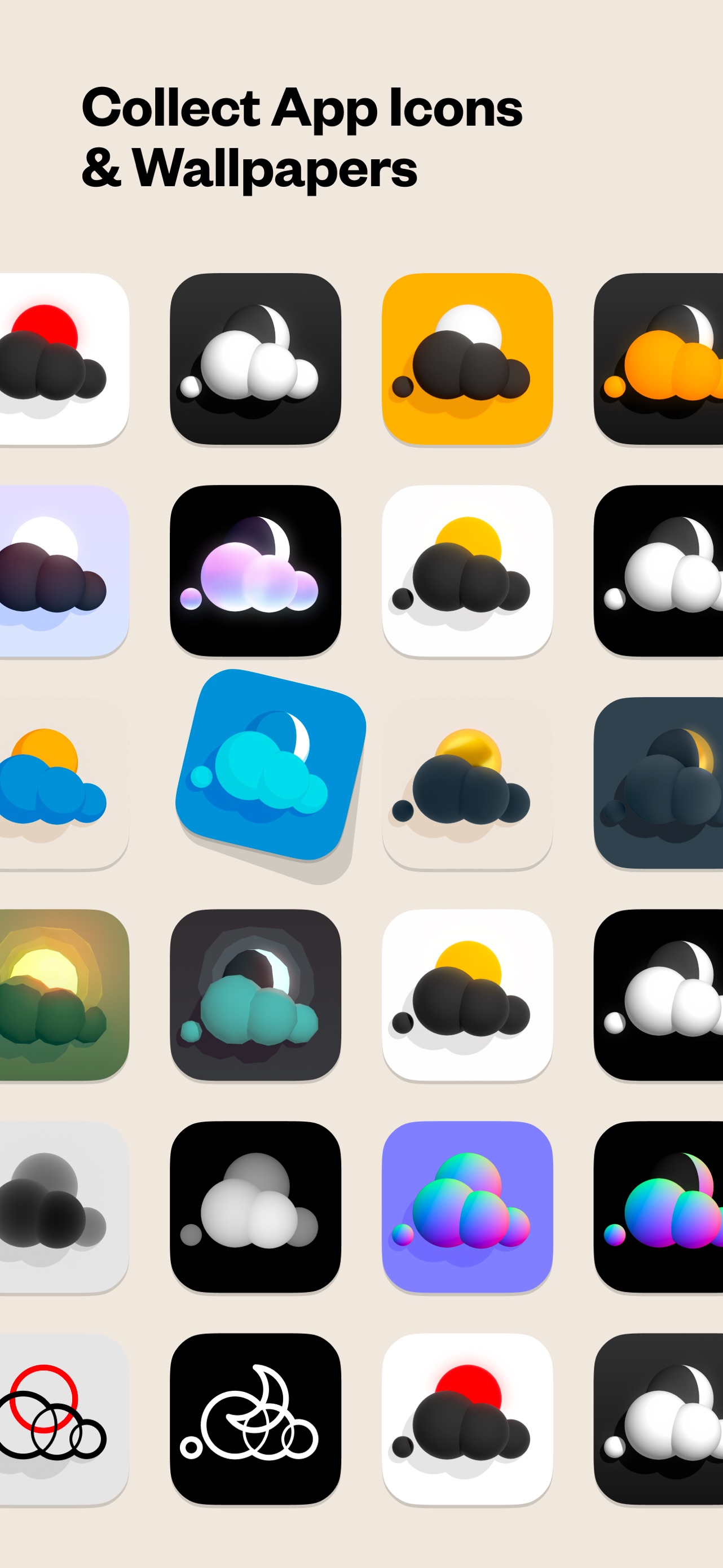 (Not Boring) Weather App Store screenshot 7: Collect App Icons & Wallpapers