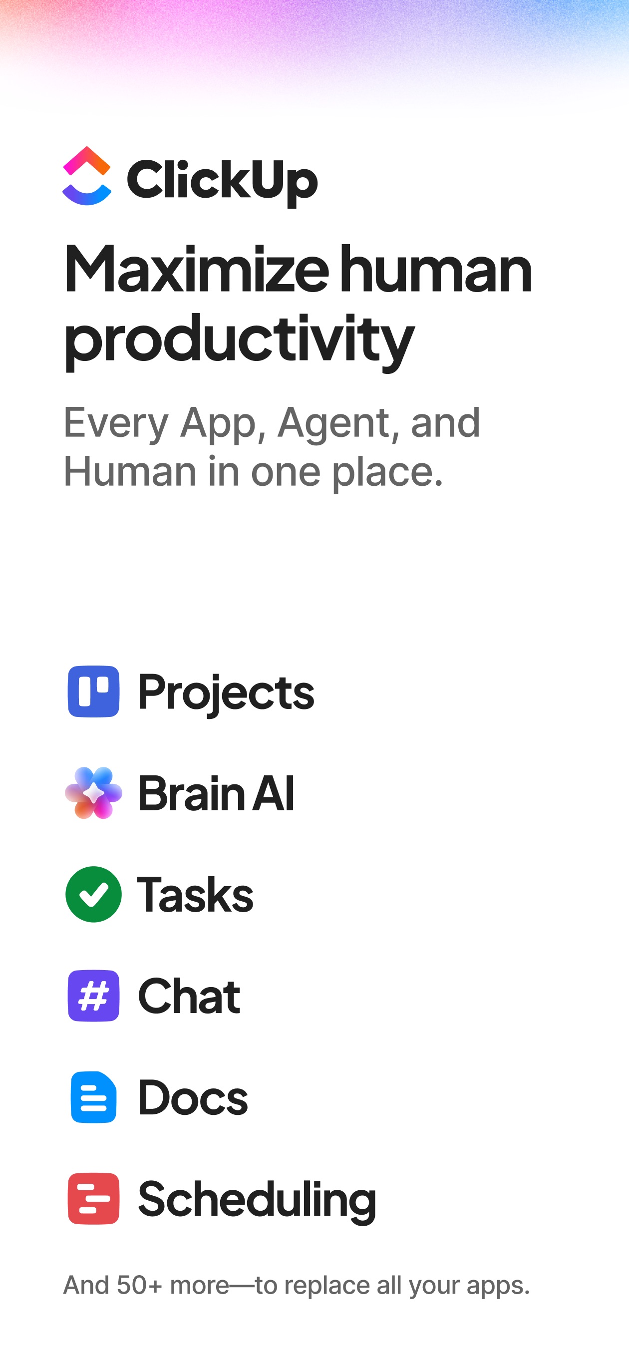 ClickUp App Store screenshot: listing design