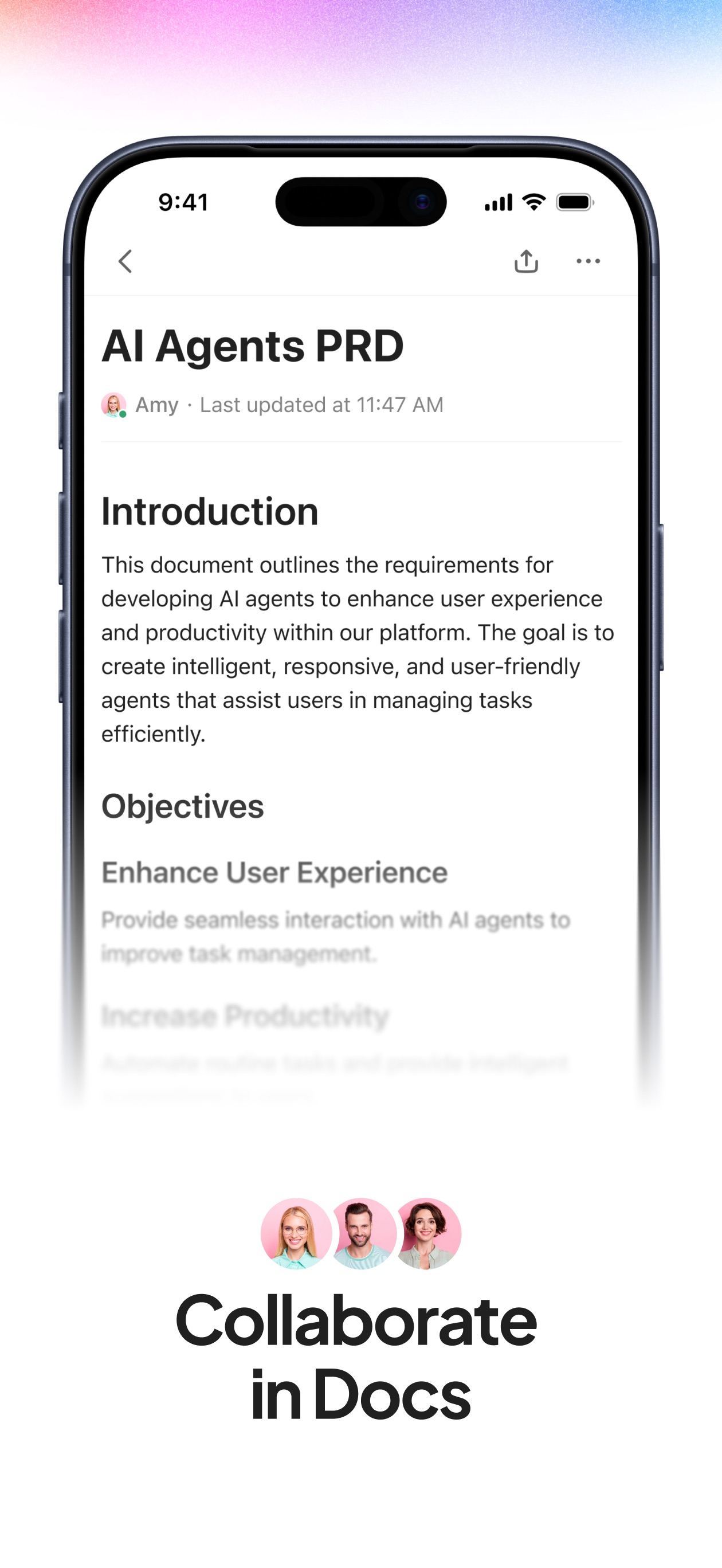 ClickUp App Store screenshot 7: Collaborate in Docs