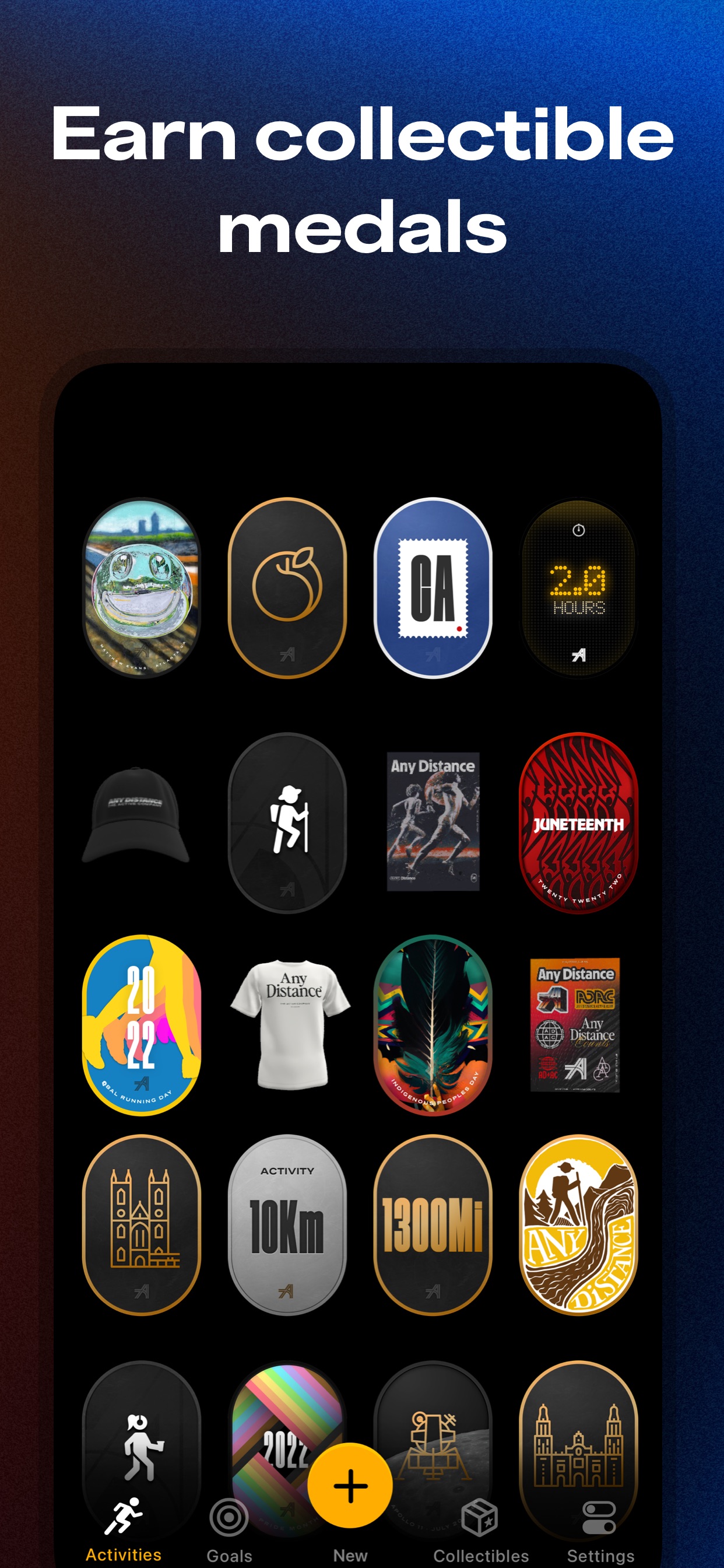Any Distance App Store screenshot 5: Earn collectible medals