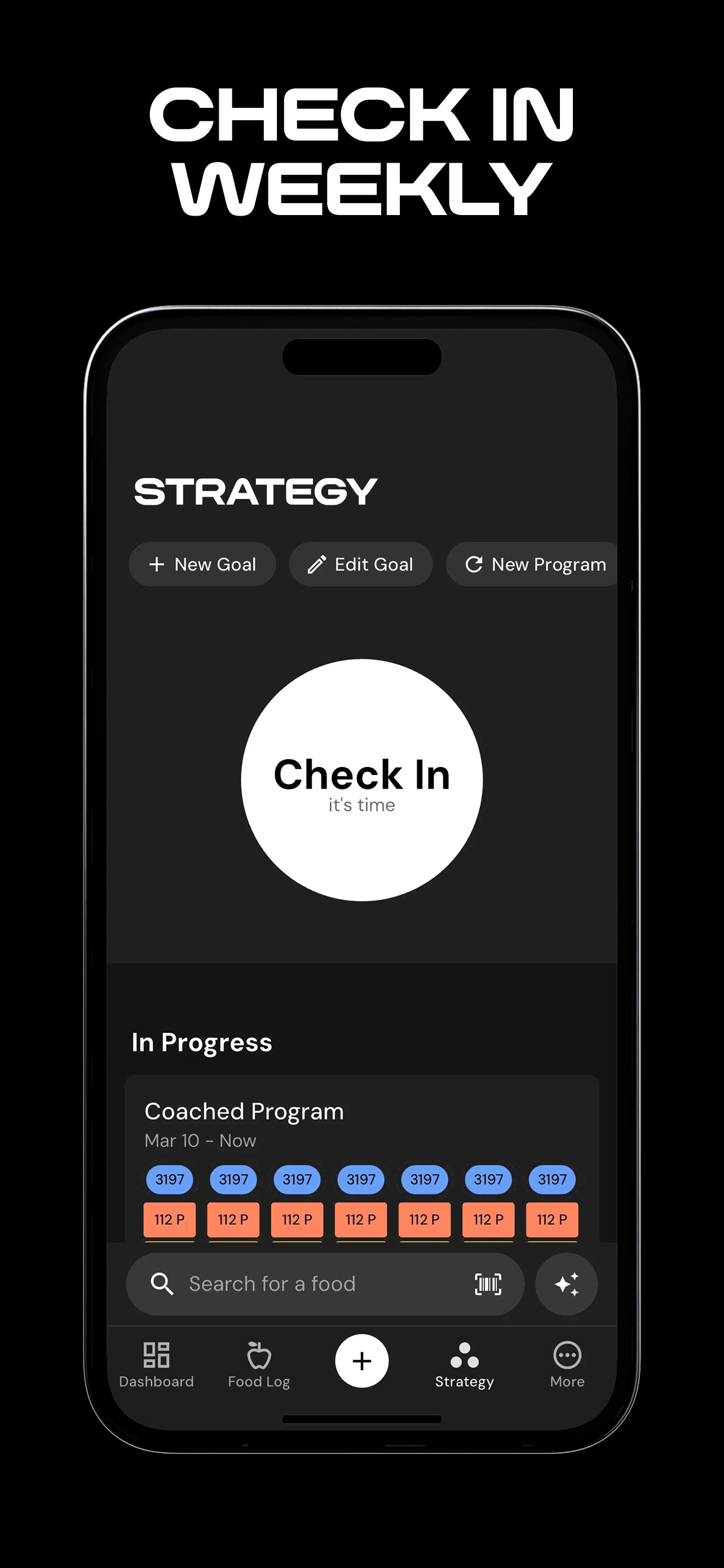 MacroFactor App Store screenshot 6: CHECK IN WEEKLY