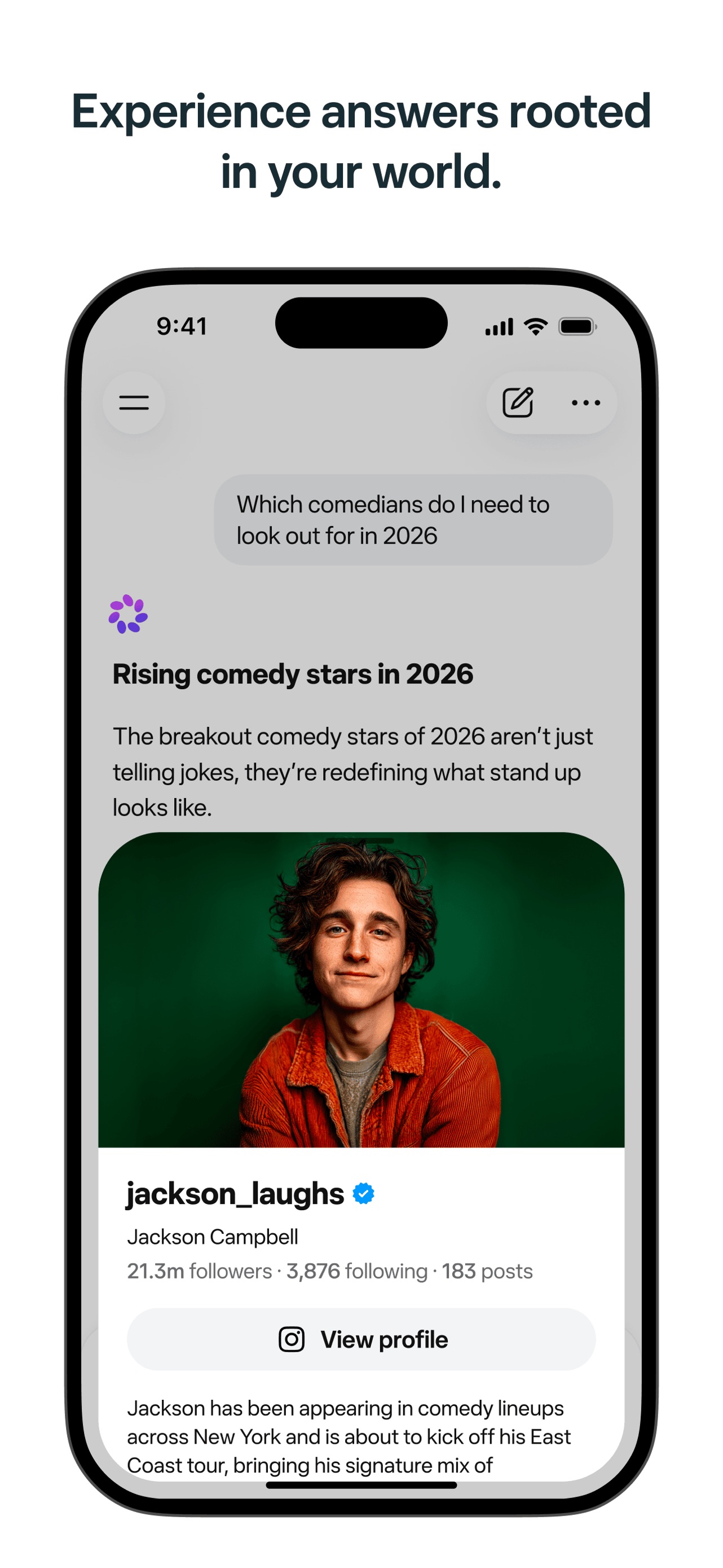 Meta AI App Store screenshot 7: Experience answers rooted in your world.