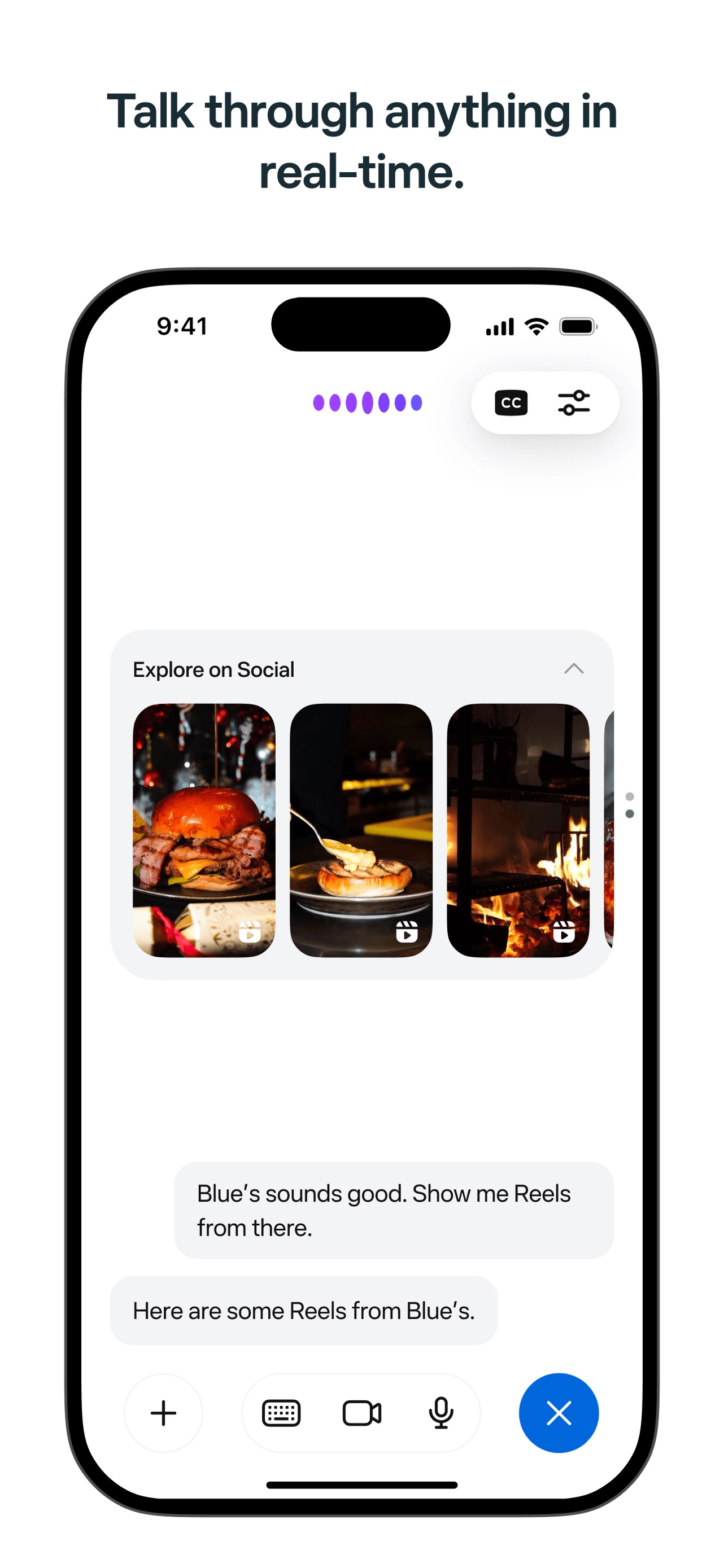 Meta AI App Store screenshot 8: Talk through anything in real-time.