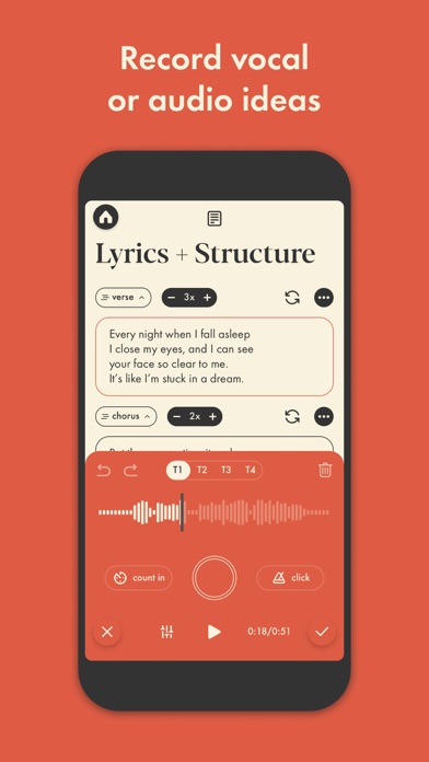 Demo App Store screenshot 7: Record vocal or audio ideas