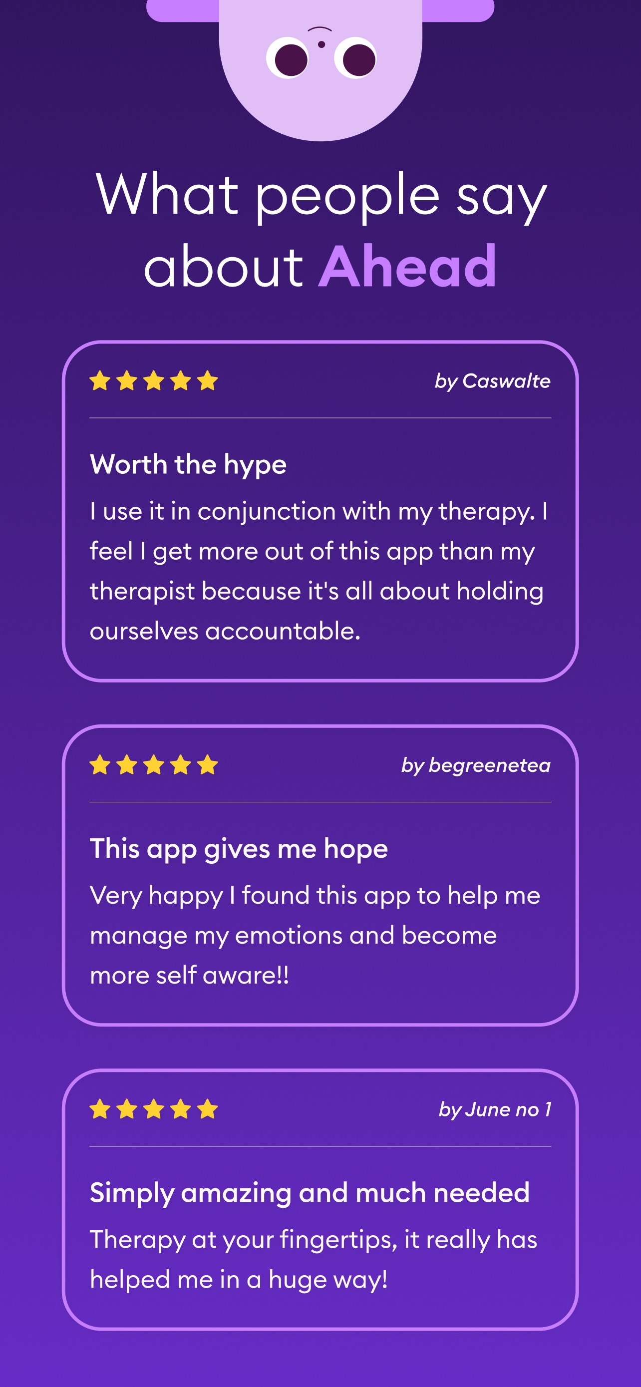 Ahead App Store screenshot: What people say about Ahead