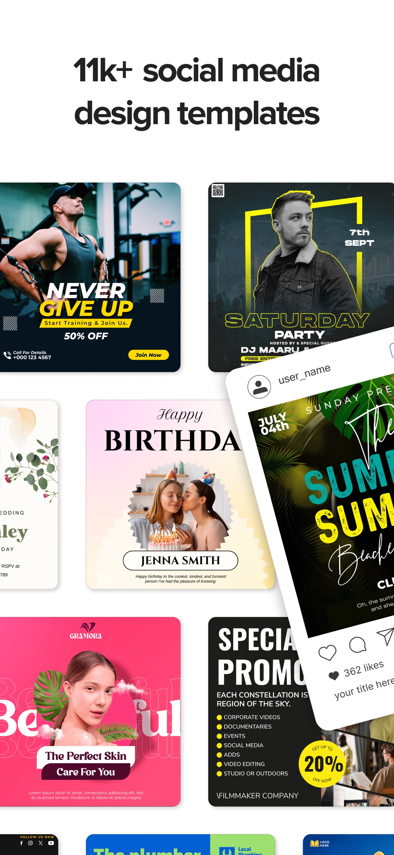 Posts App Store screenshot: 11k+ social media design templates