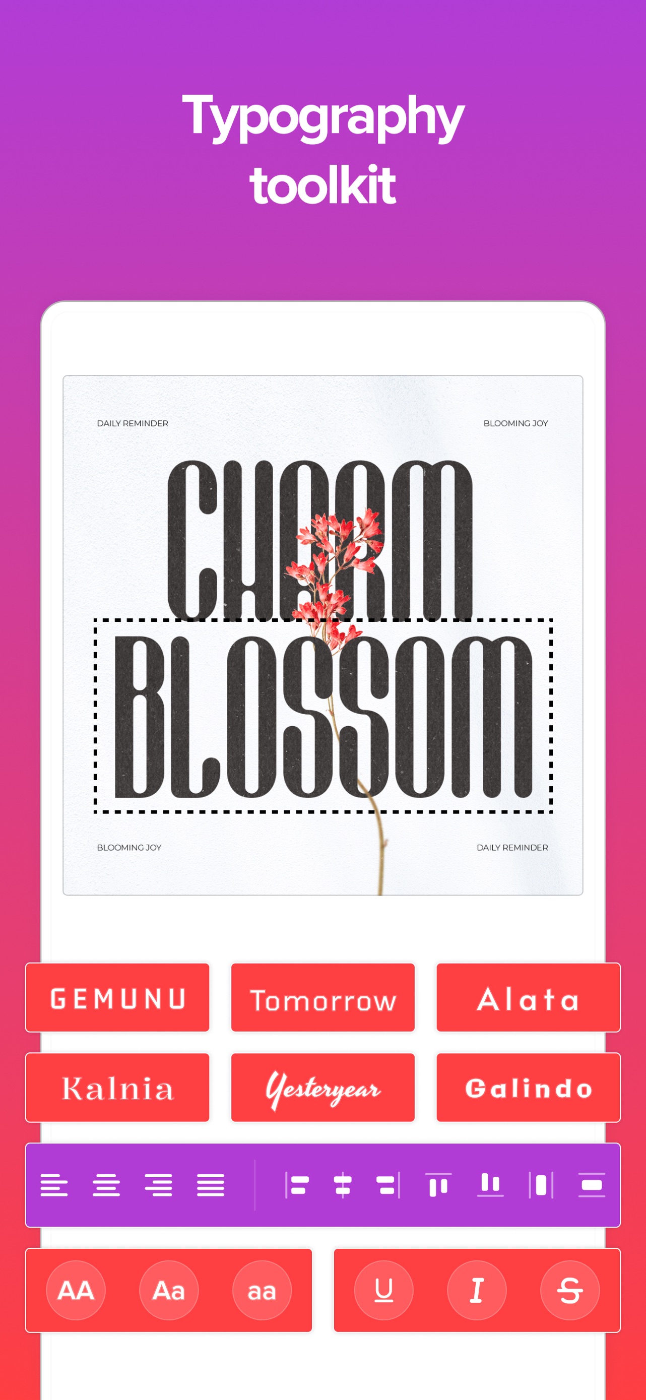 Posts App Store screenshot: Typography toolkit