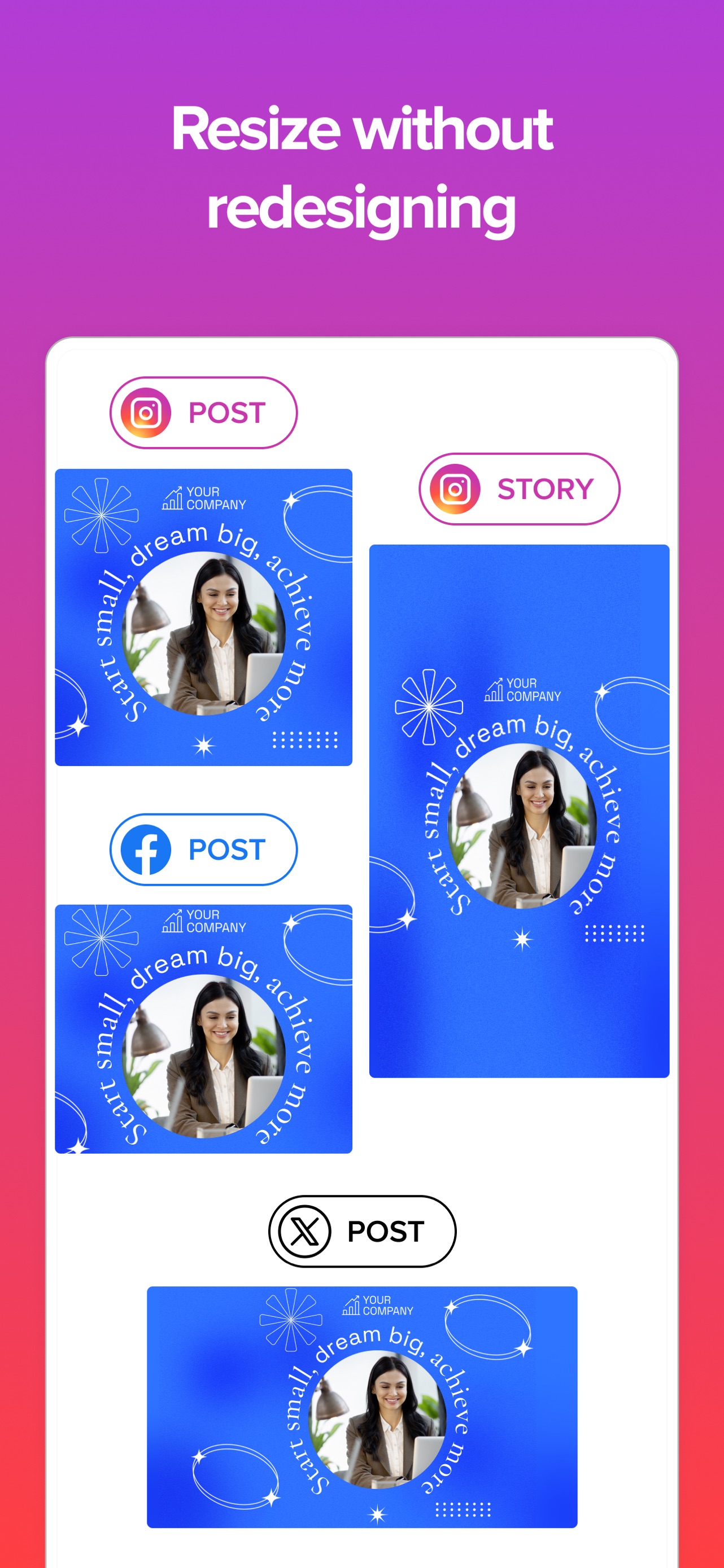 Posts App Store screenshot 6: Resize without redesigning