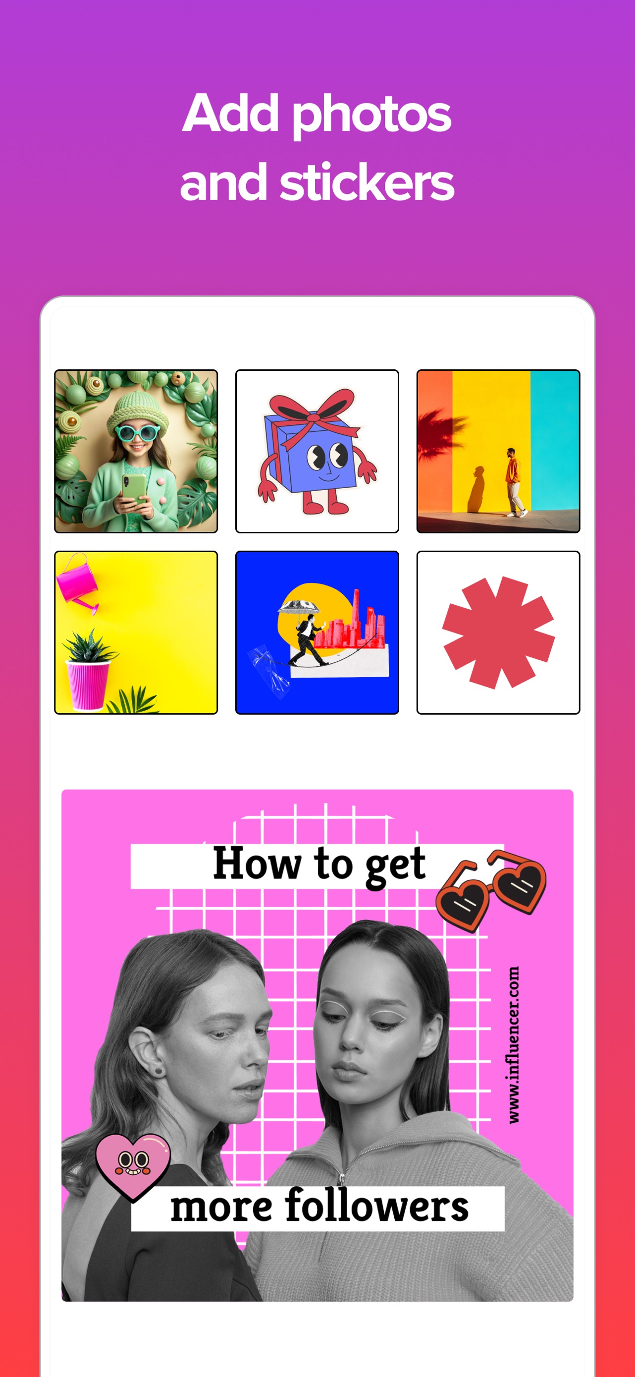 Posts App Store screenshot 8: Add photos and stickers