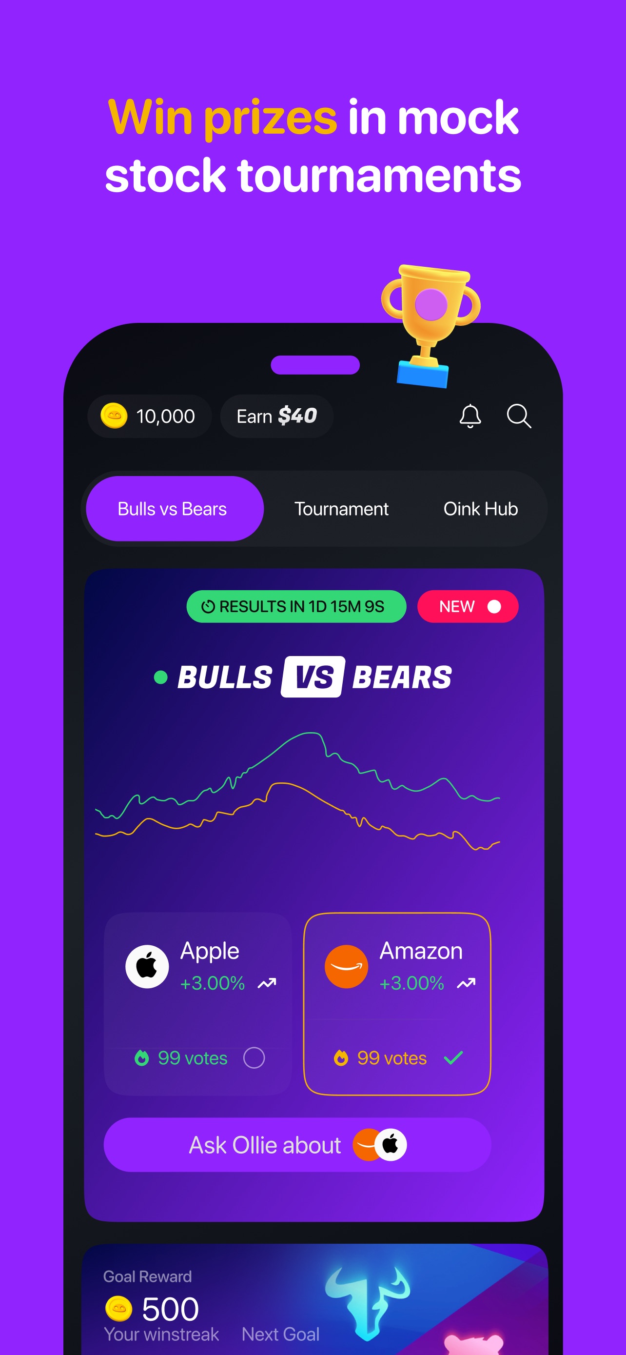 Bloom App Store screenshot 5: Win prizes in mock stock tournaments