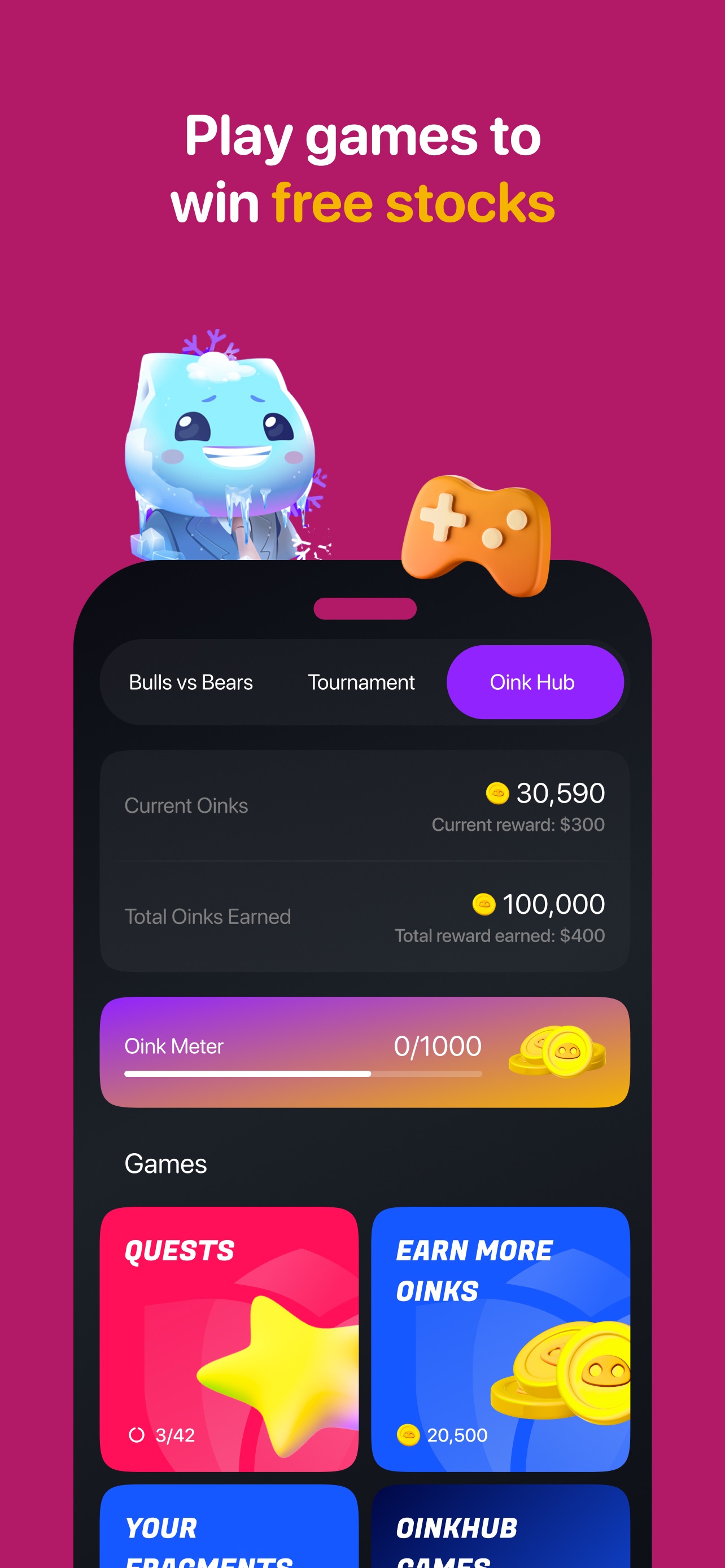 Bloom App Store screenshot 6: Play games to win free stocks
