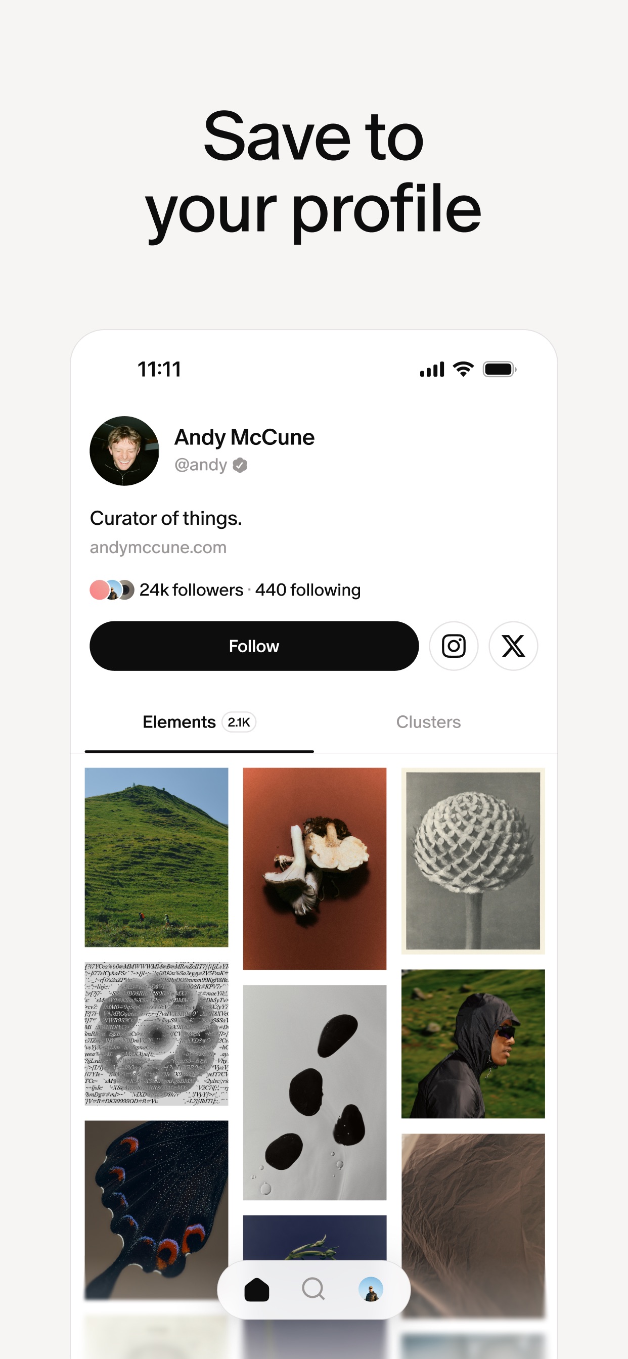 Cosmos App Store screenshot: Save to your profile