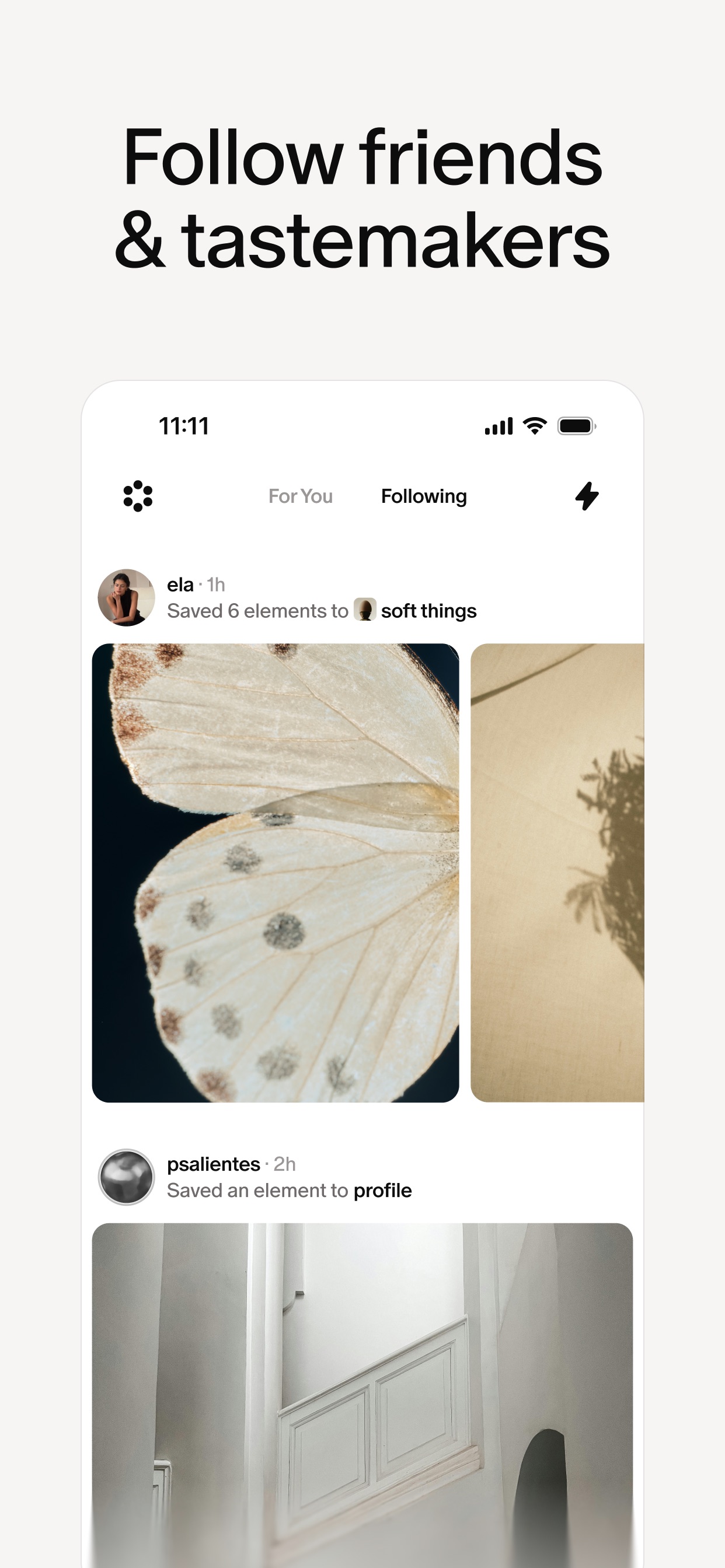 Cosmos App Store screenshot 5: Follow friends & tastemakers