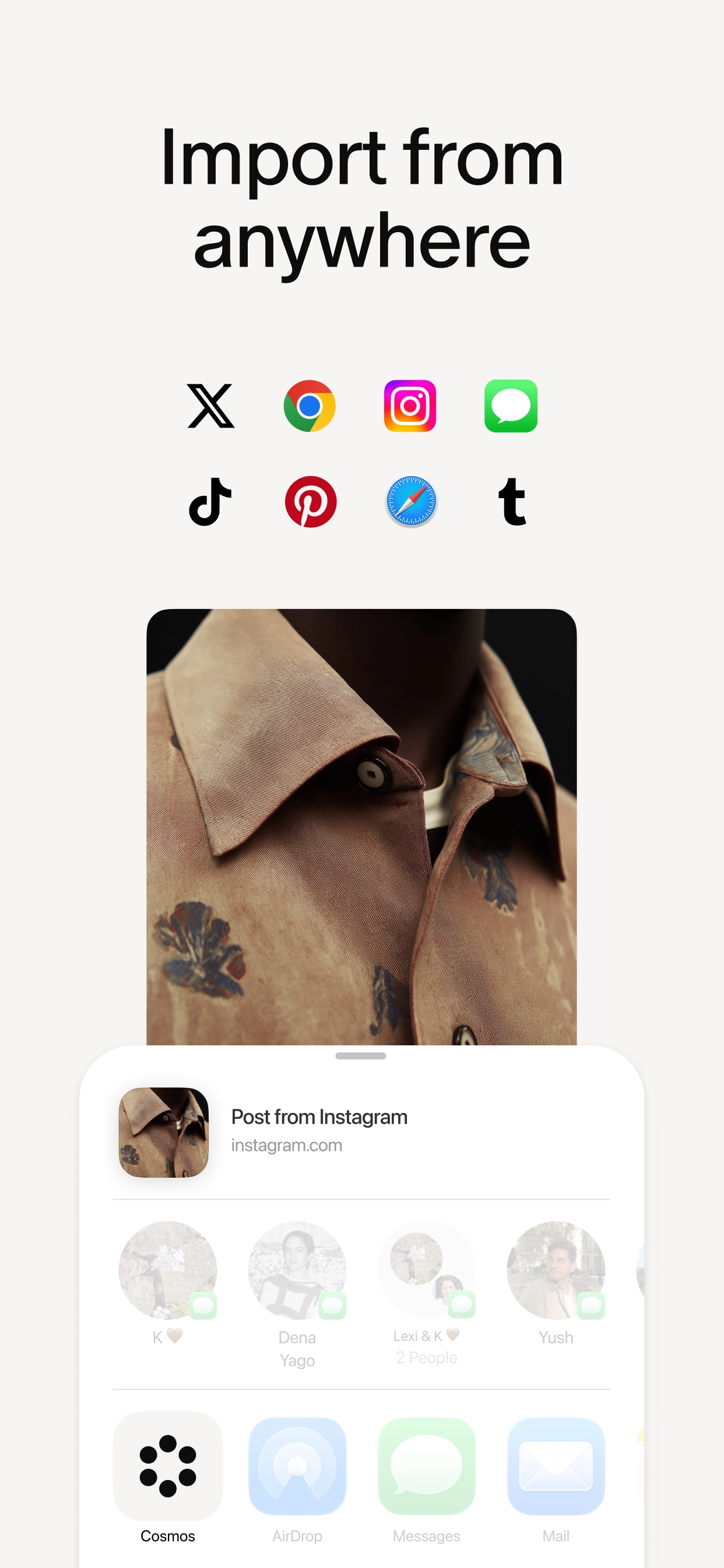 Cosmos App Store screenshot 8: Import from anywhere