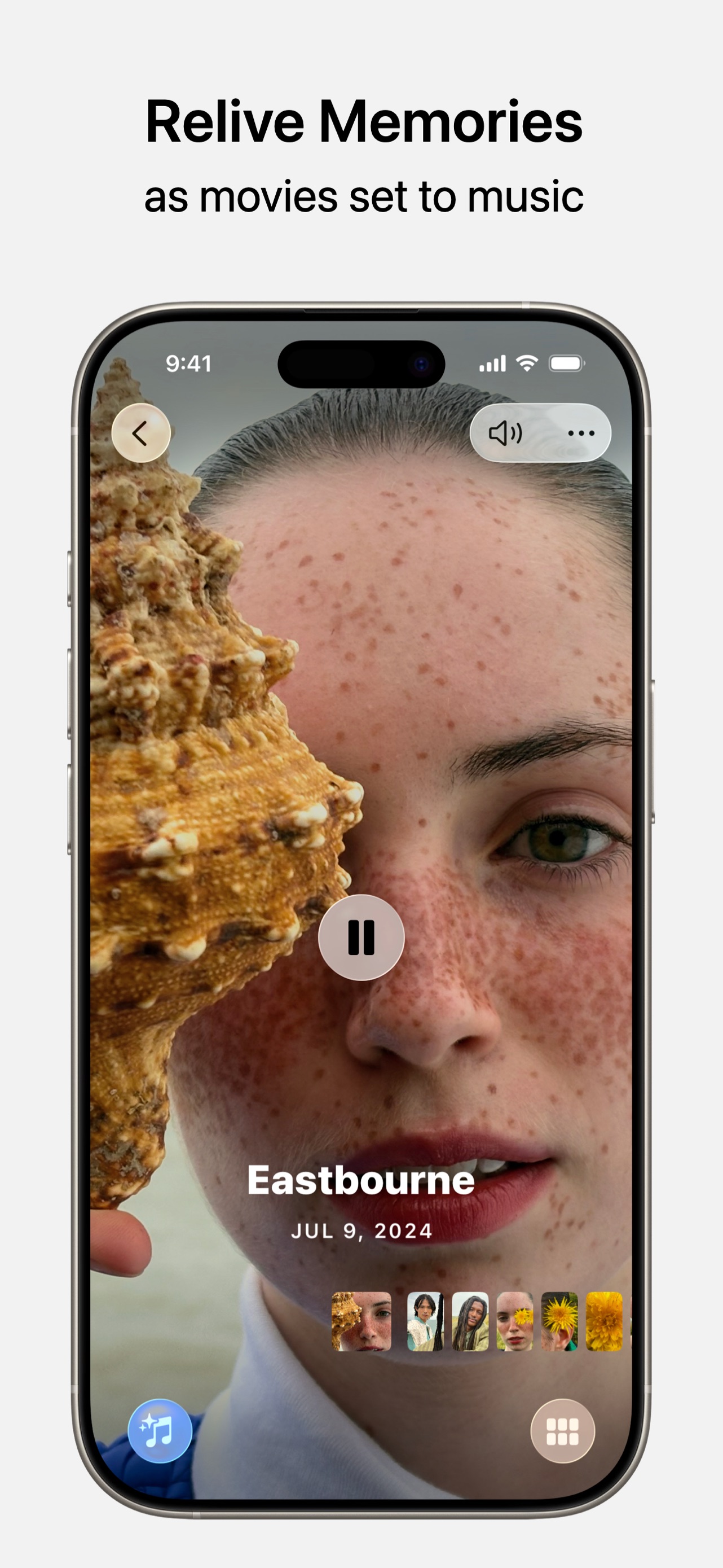 Apple Photos App Store screenshot: Relive Memories as movies set to music
