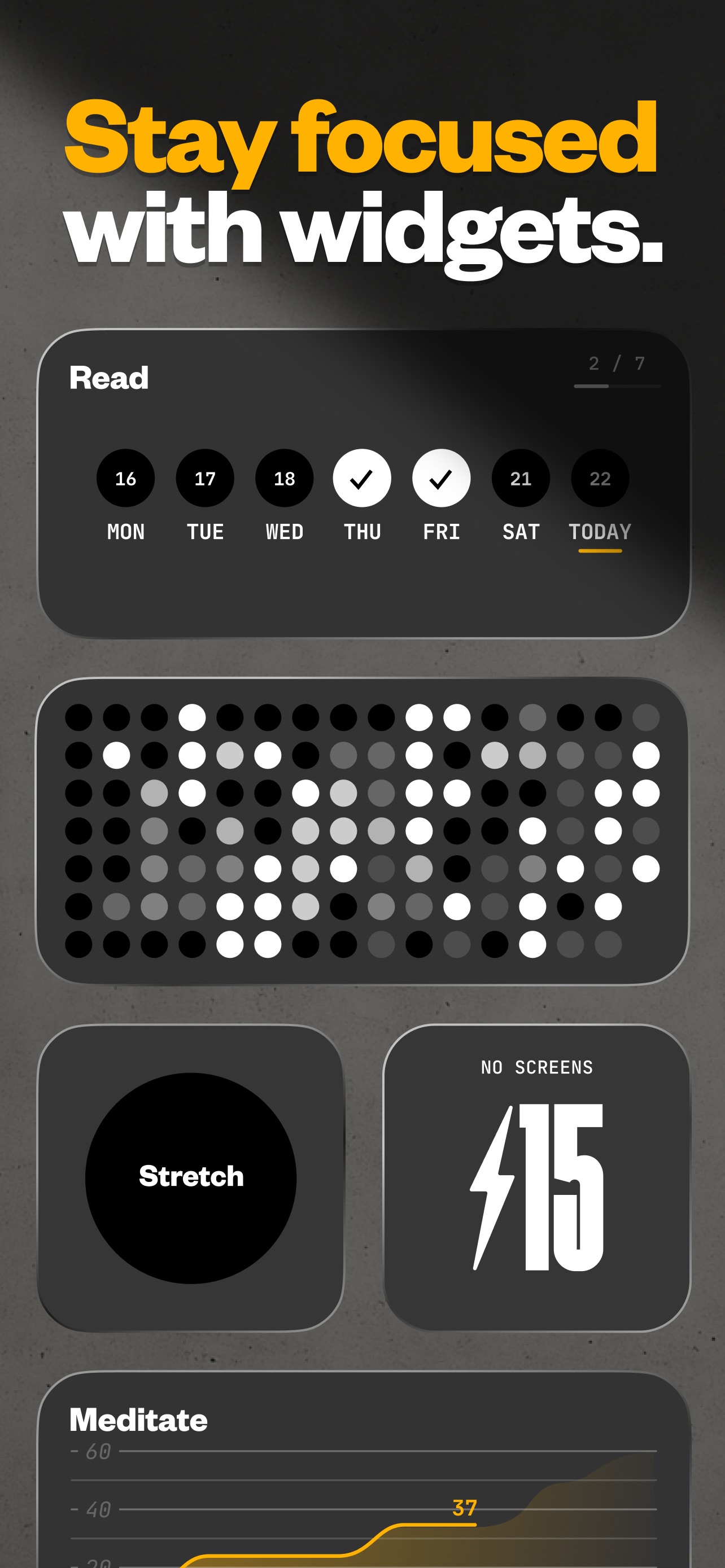 (Not Boring) Habits App Store screenshot 8: Stay focused with widgets.