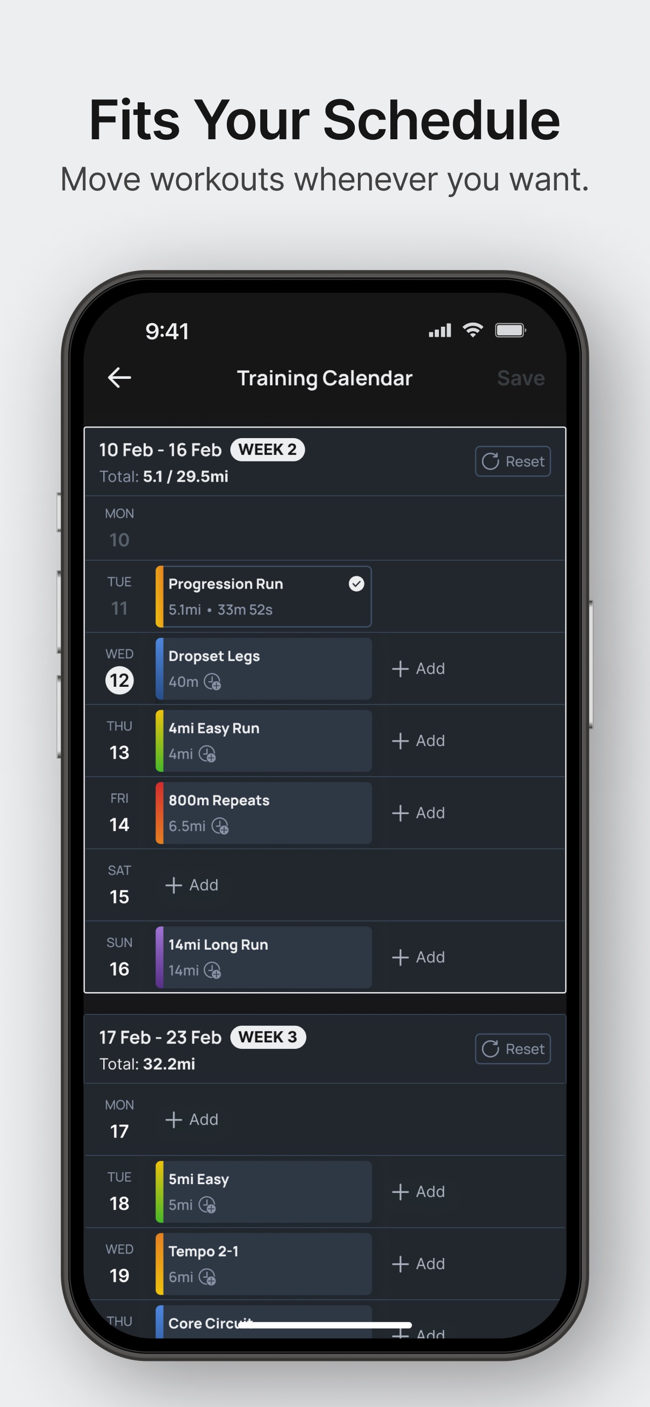 Runna App Store screenshot: Fits Your Schedule
Move workouts whenever you want.