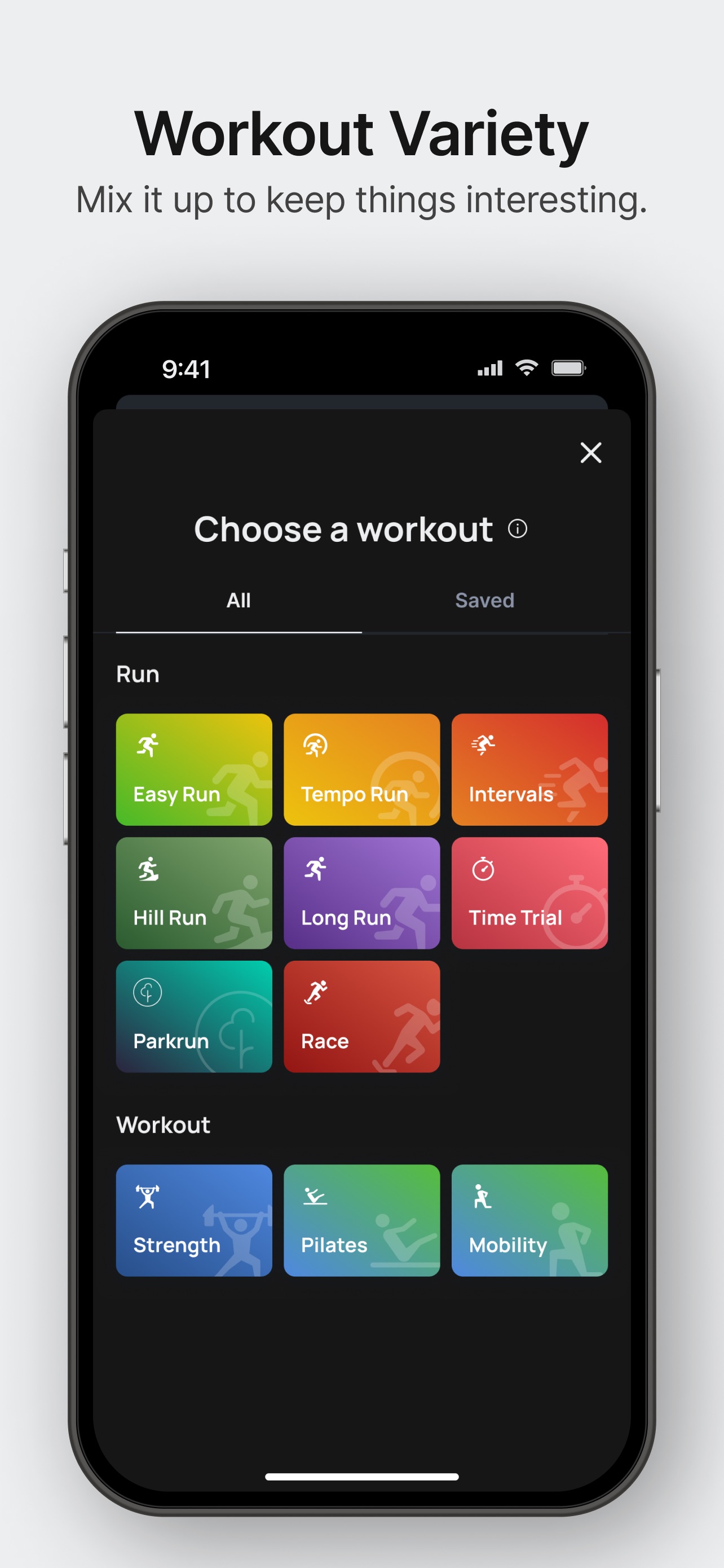 Runna App Store screenshot: Workout Variety
Mix it up to keep things interesting.