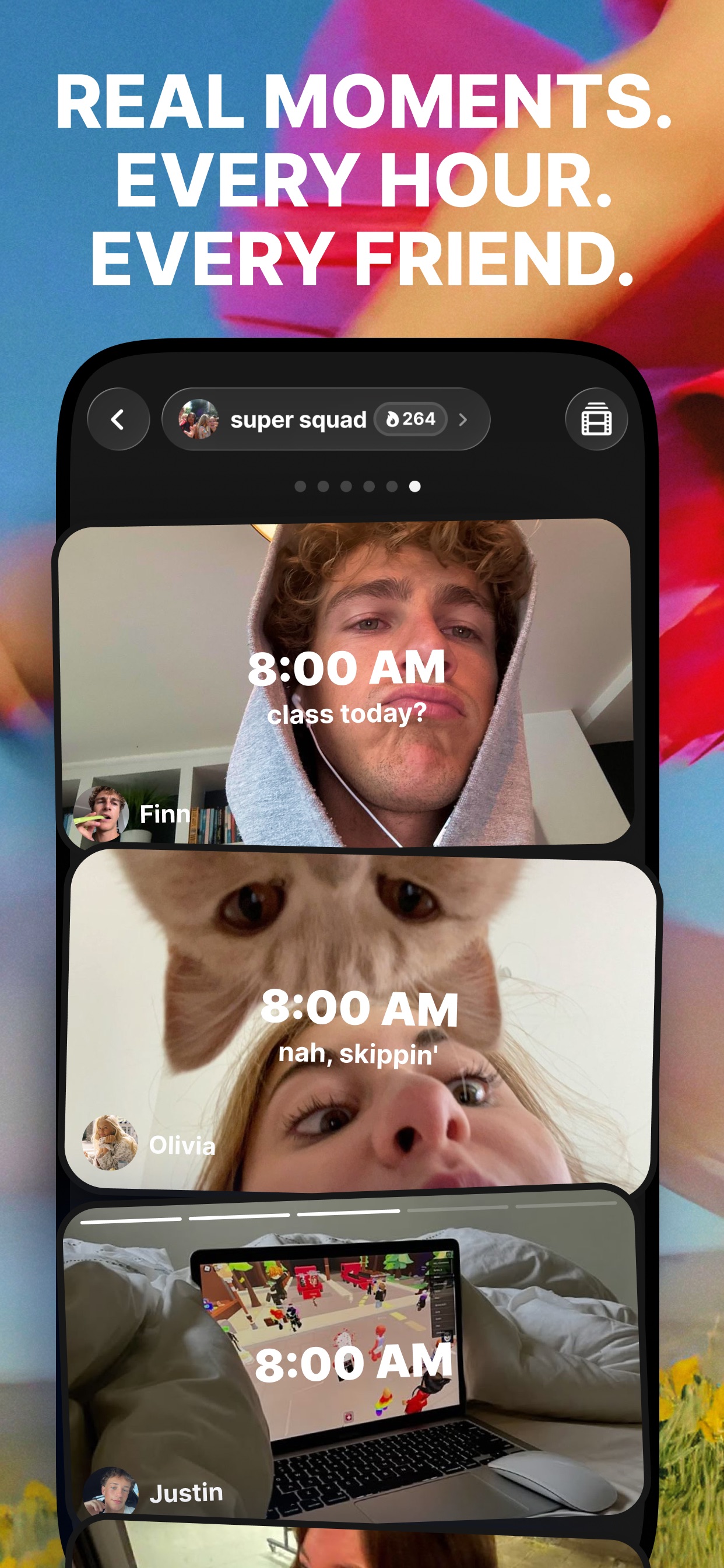 yope App Store screenshot: REAL MOMENTS. EVERY HOUR. EVERY FRIEND.