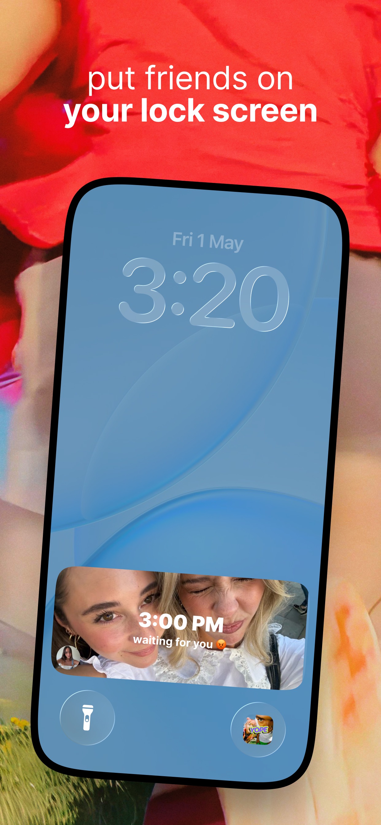 yope App Store screenshot: put friends on your lock screen