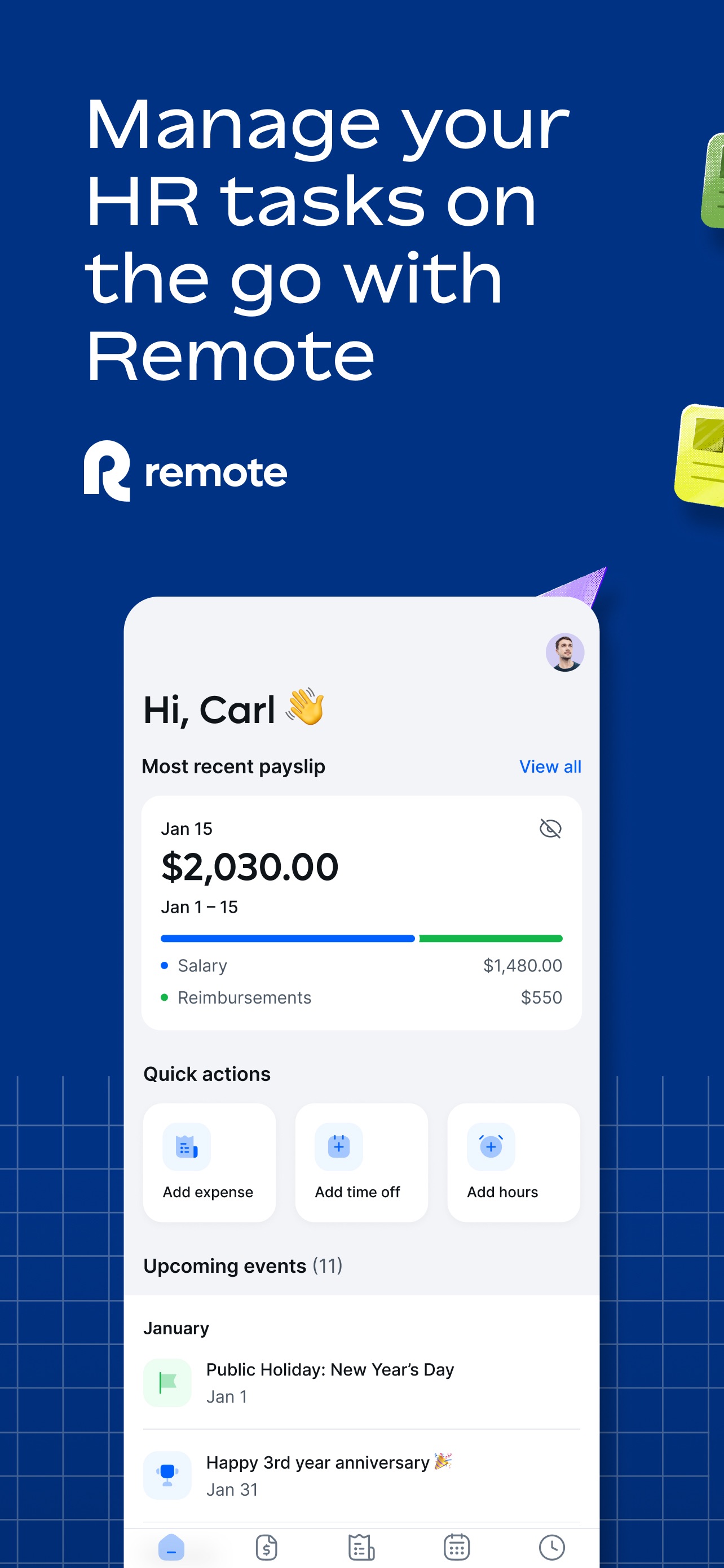 Remote Global HR App Store screenshot: Manage your HR tasks on the go with Remote