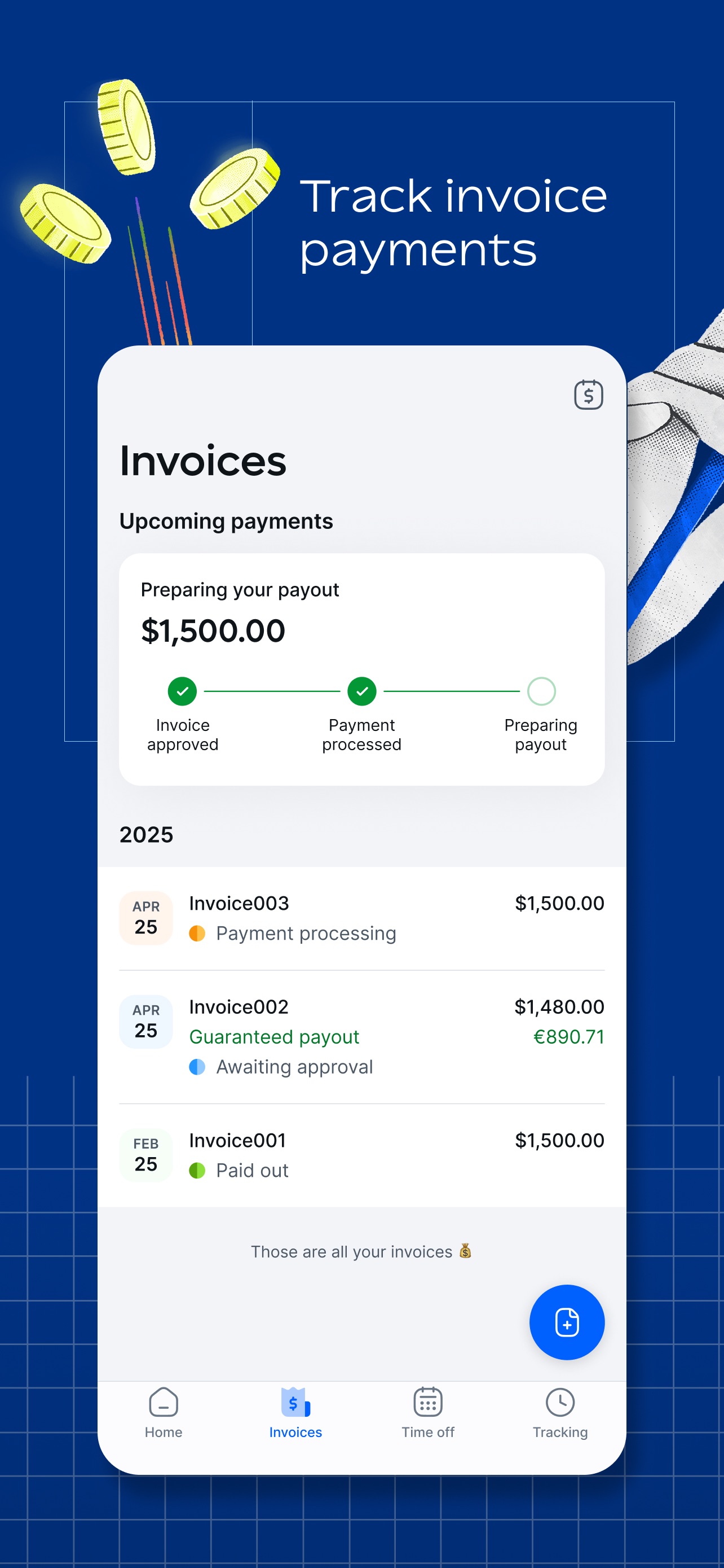 Remote Global HR App Store screenshot: Track invoice payments