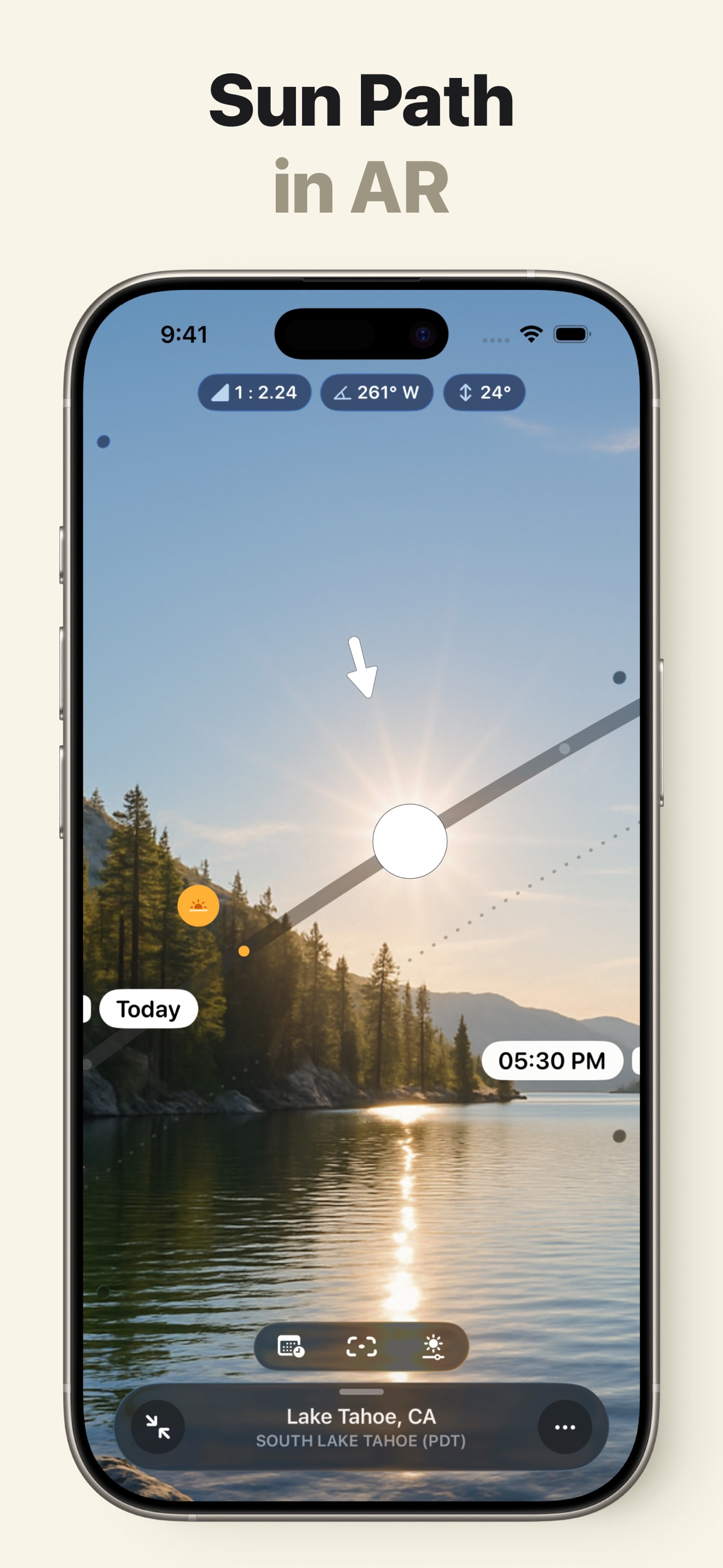 Sunlitt App Store screenshot: Sun Path in AR
