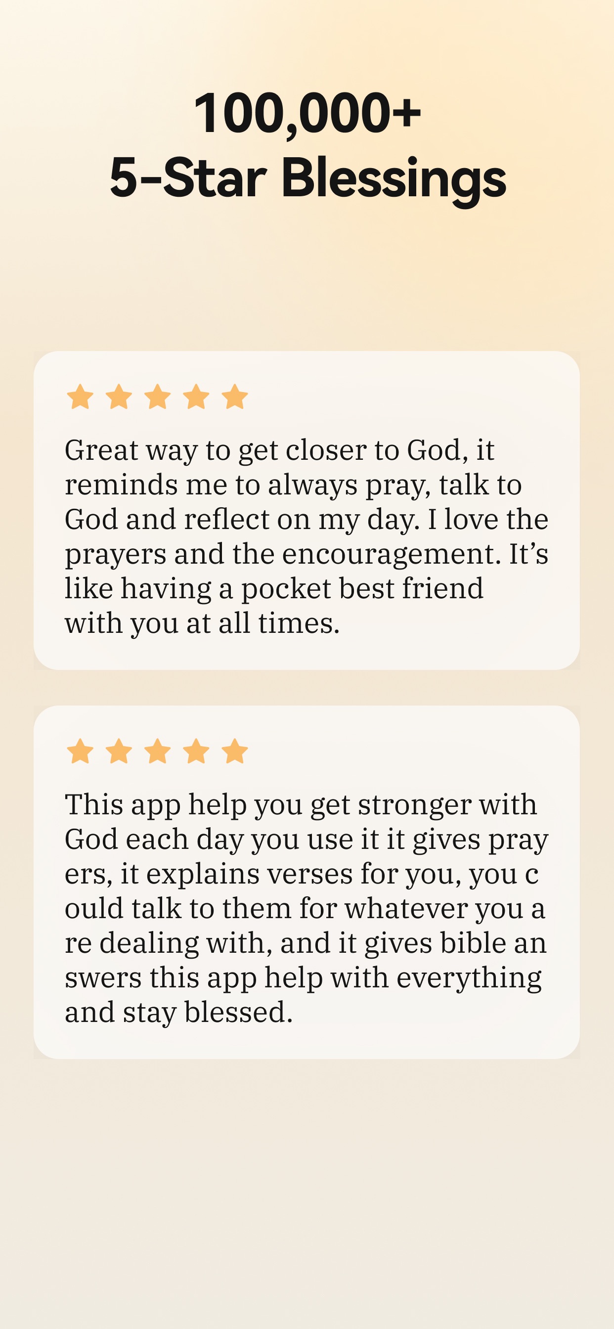bless. App Store screenshot: 100,000+ 5-Star Blessings