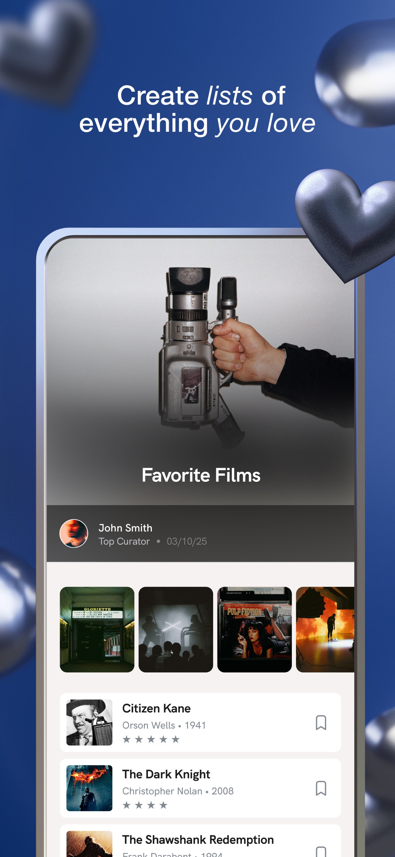 Hypelist App Store screenshot: Create lists of everything you love
