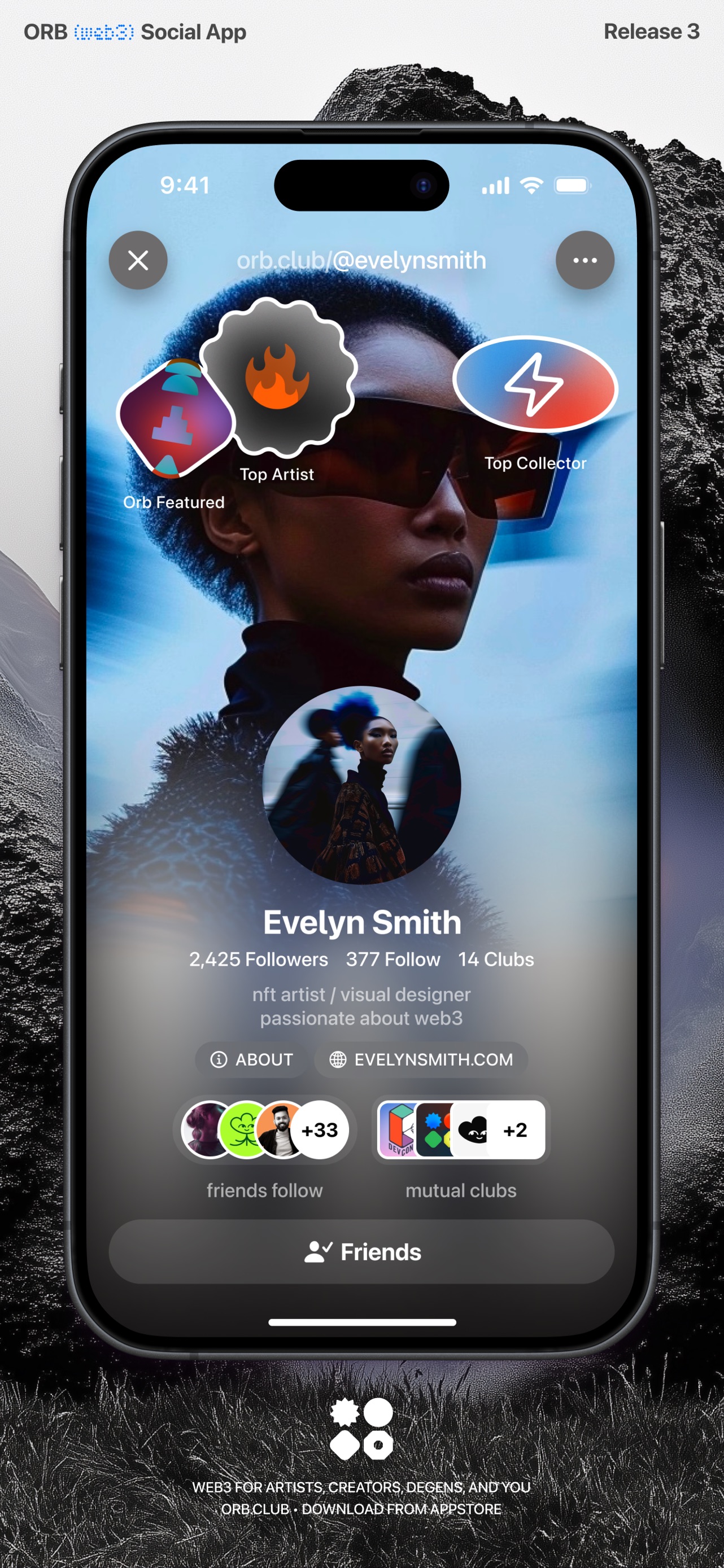 Orb Social App Store screenshot 5: ORB (web3) Social App Release 3 WEB3 FOR ARTISTS, CREATORS, DEGENS, AND YOU ORB.CLUB • DOWNLOAD FROM APPSTORE