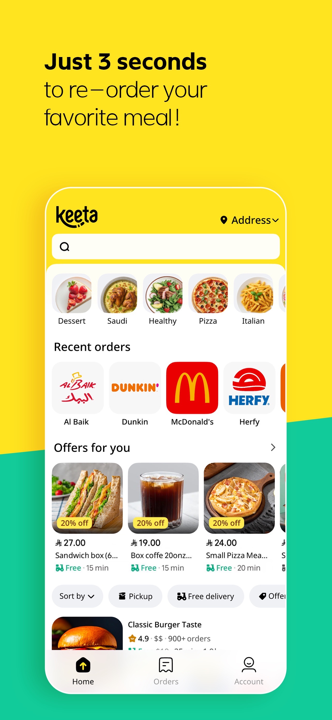 Keeta App Store screenshot 6: Just 3 seconds to re-order your favorite meal!