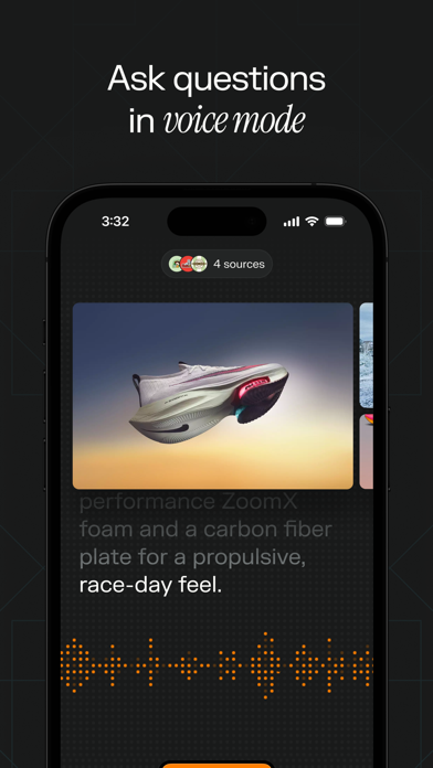Perplexity App Store screenshot: Ask questions in voice mode
