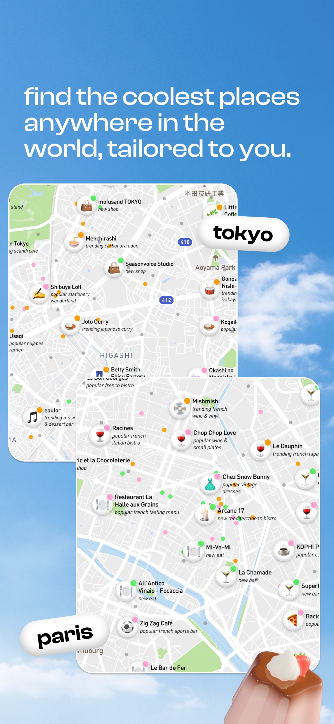 Corner App Store screenshot 6: find the coolest places anywhere in the world, tailored to you.