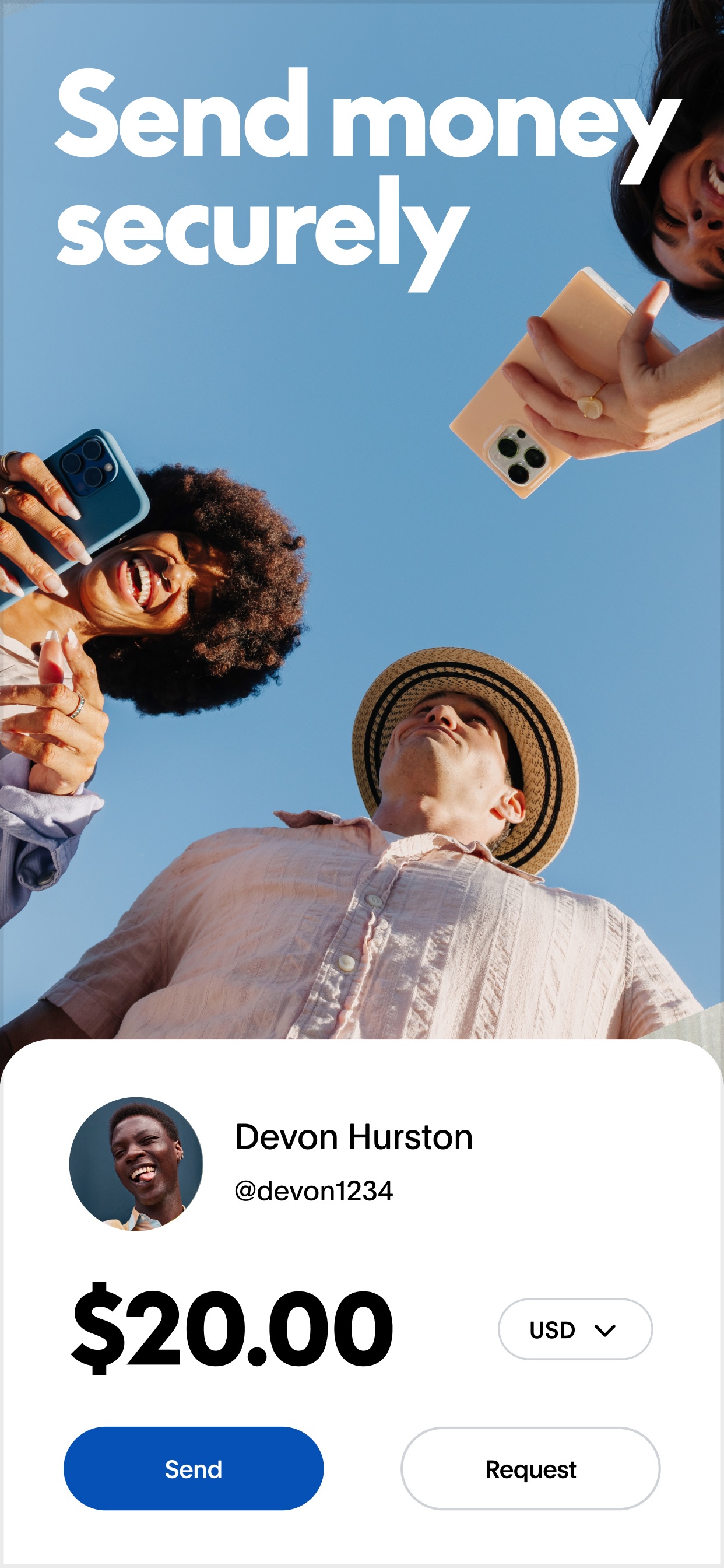 PayPal App Store screenshot: Send money securely