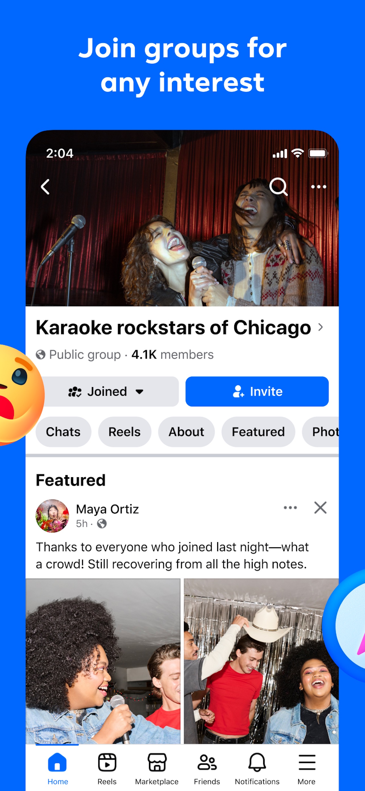 Facebook App Store screenshot: Join groups for any interest